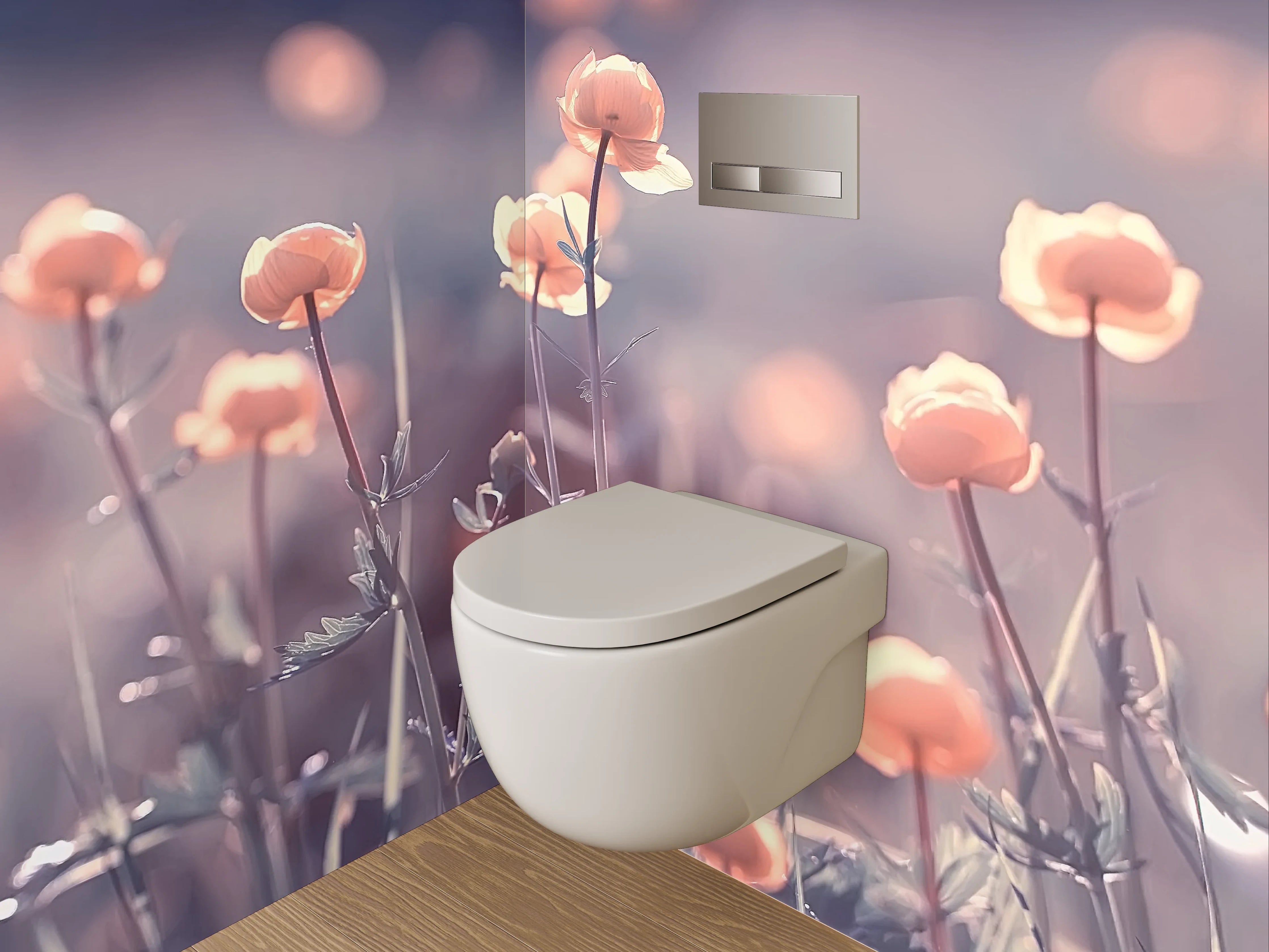 WC-Rückwand - Zarte Blumenwiese in Pastell