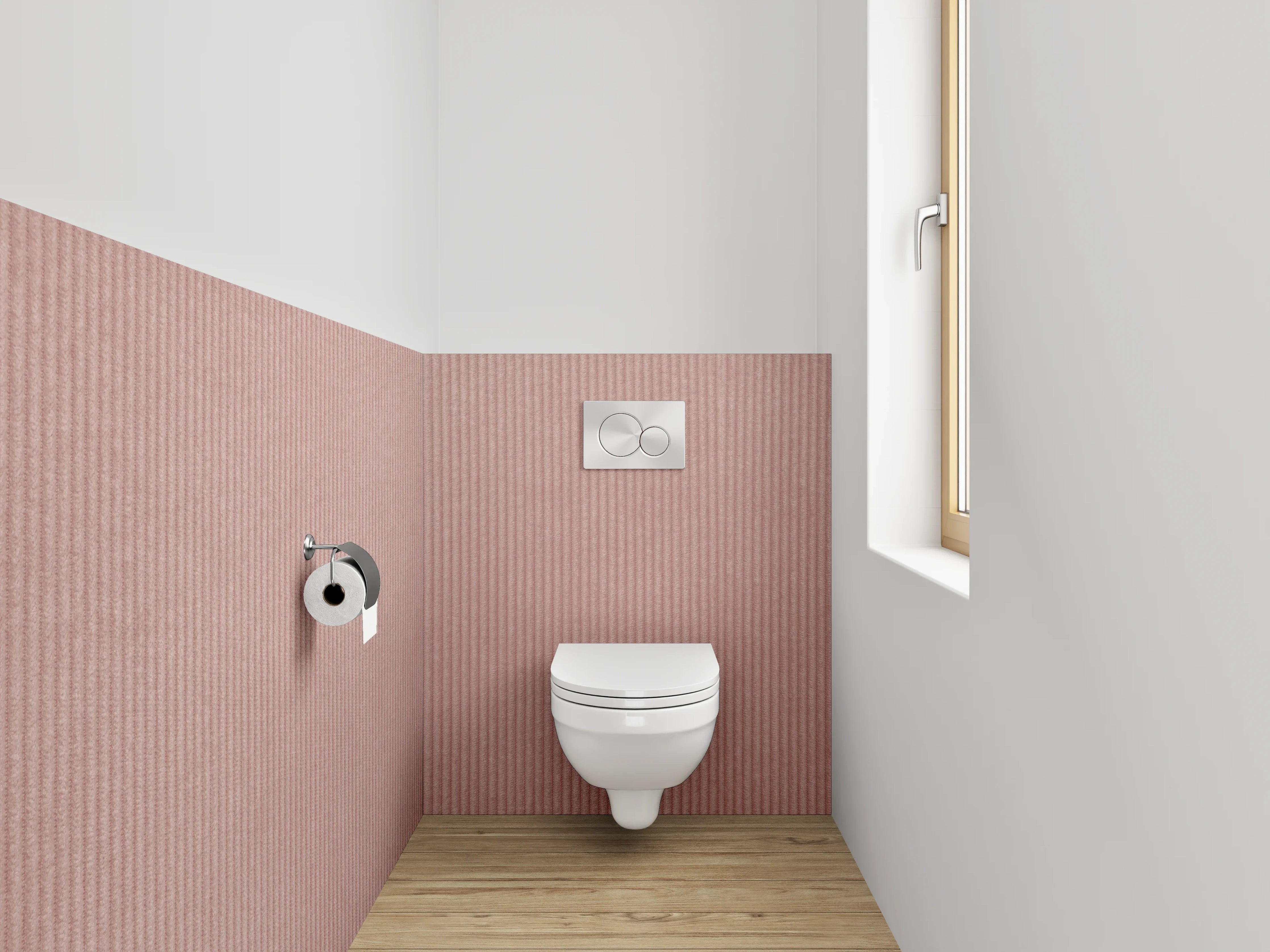 WC-Rückwand - Zarte Cord-Optik in Rosa