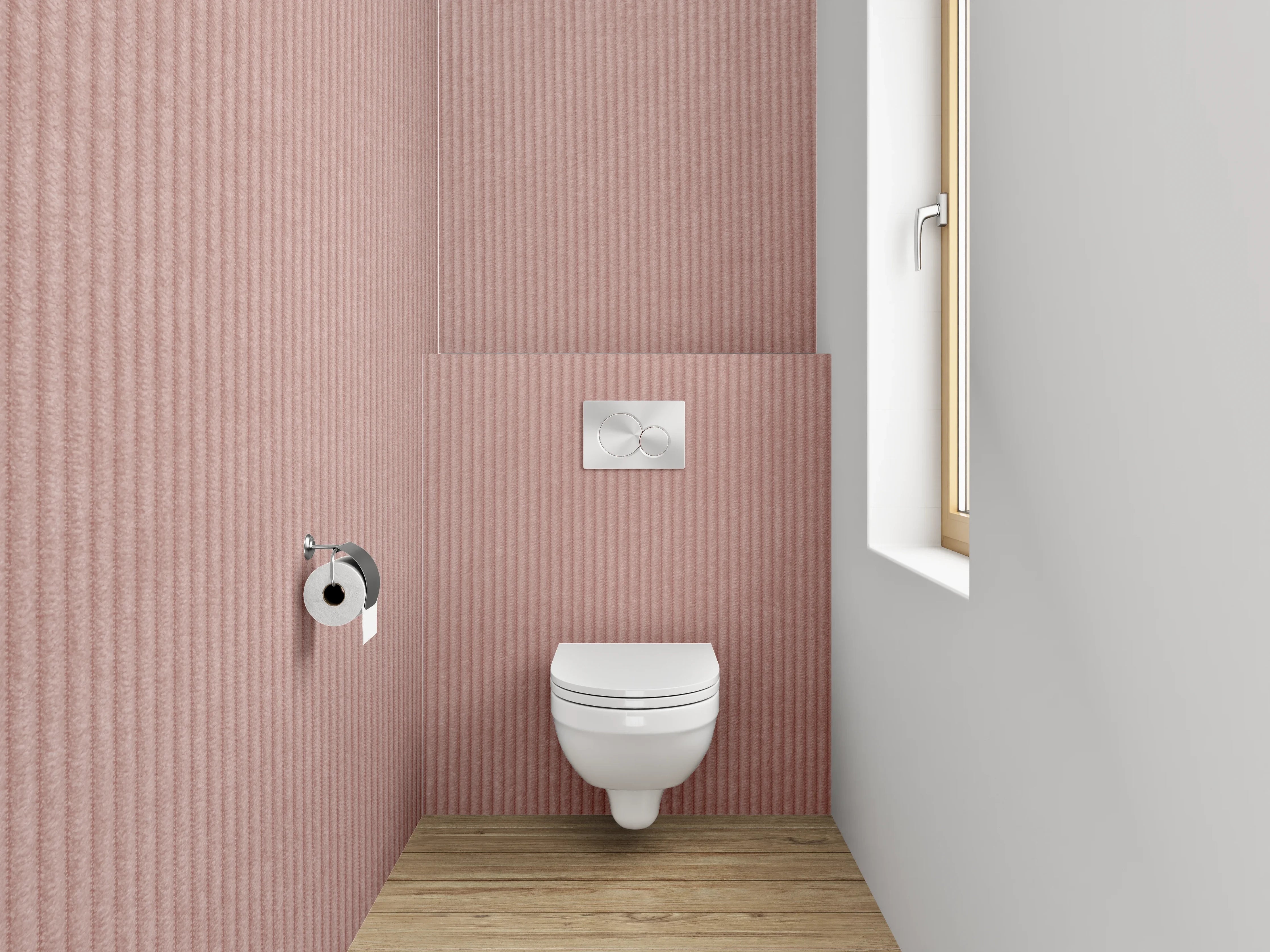 WC-Rückwand - Zarte Cord-Optik in Rosa