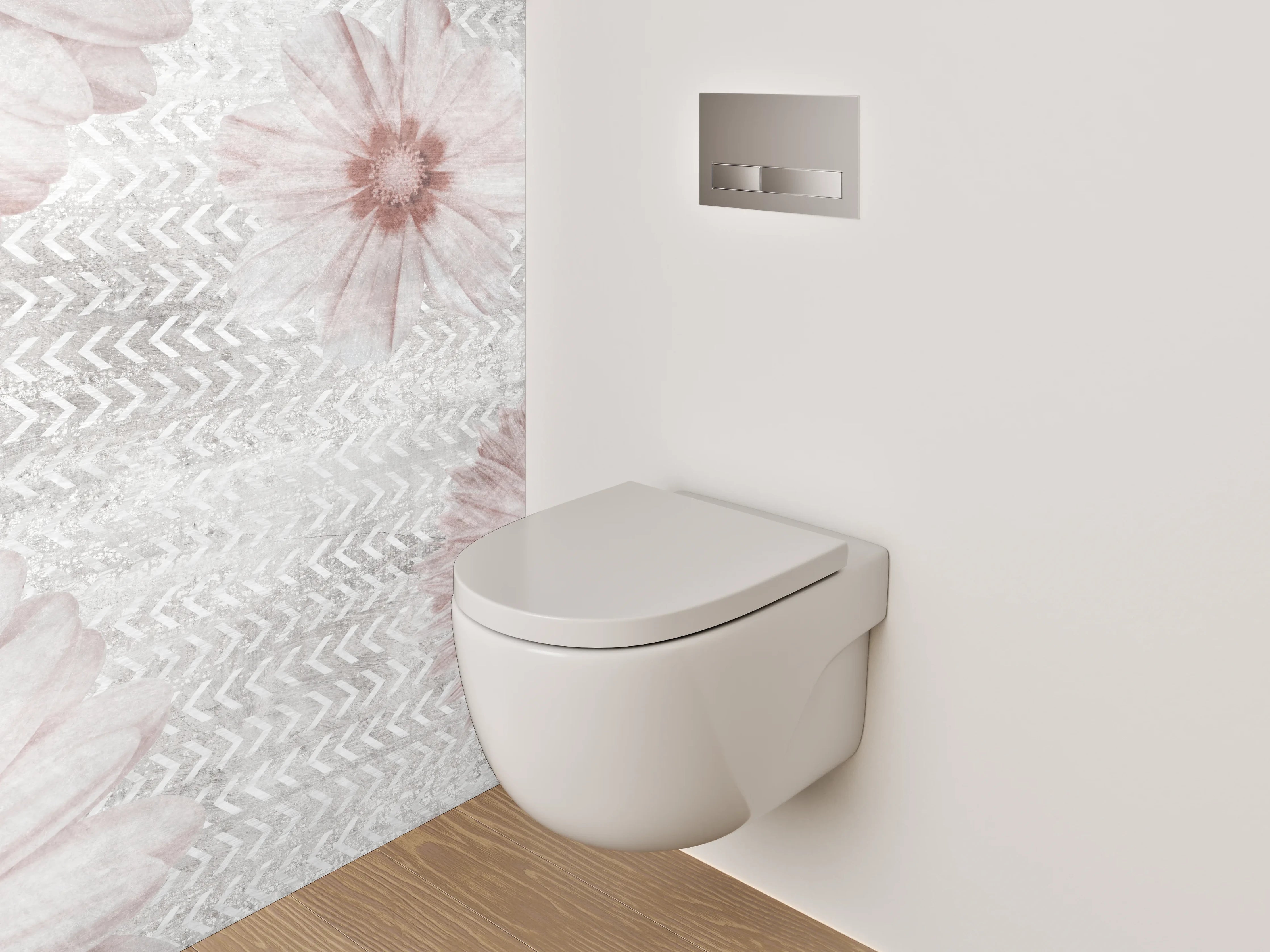 WC-Rückwand - Zarte Gänseblümchen in Pastell auf Weiß