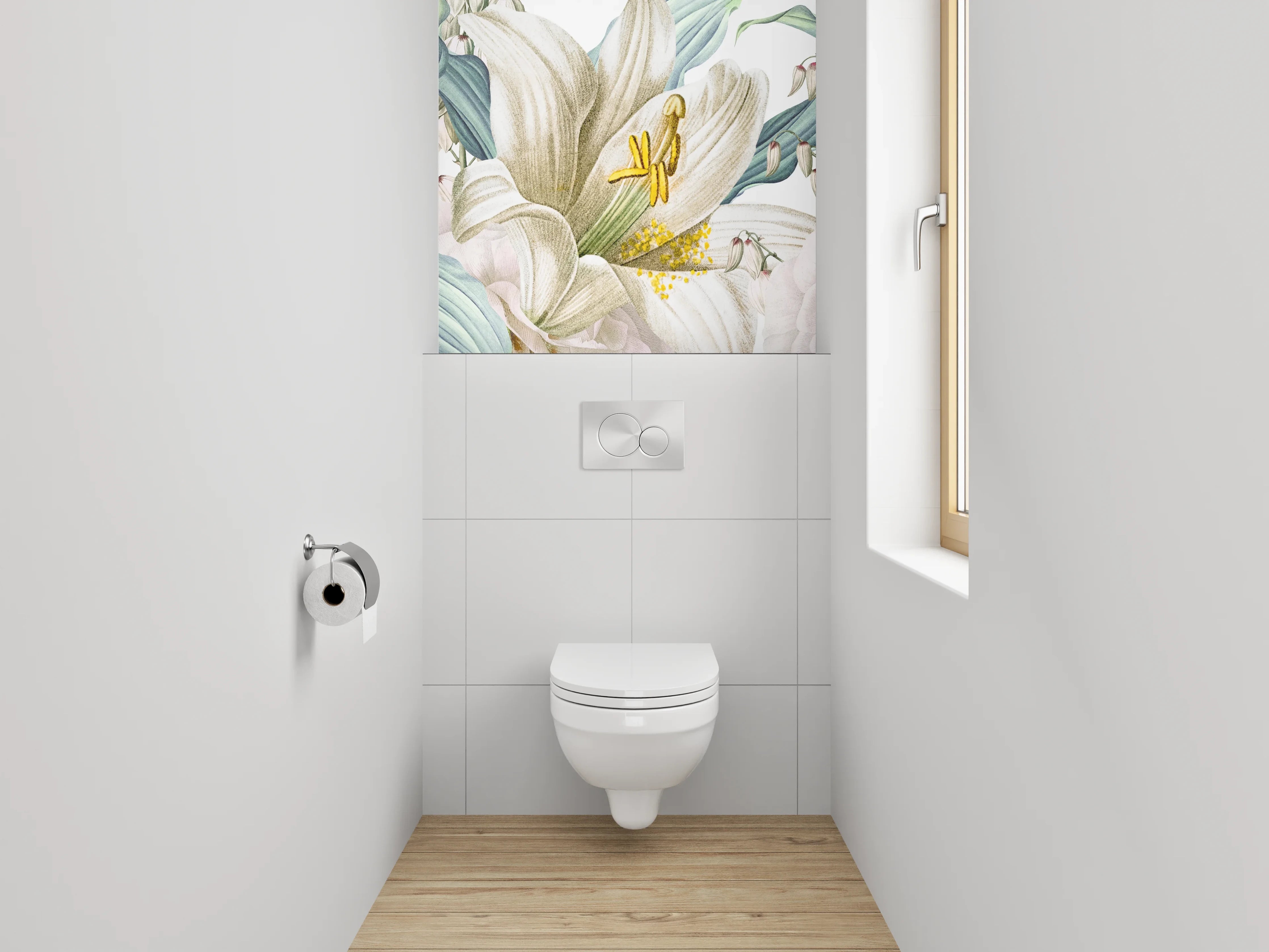 WC-Rückwand - Zarte Lilien Blumen Illustration