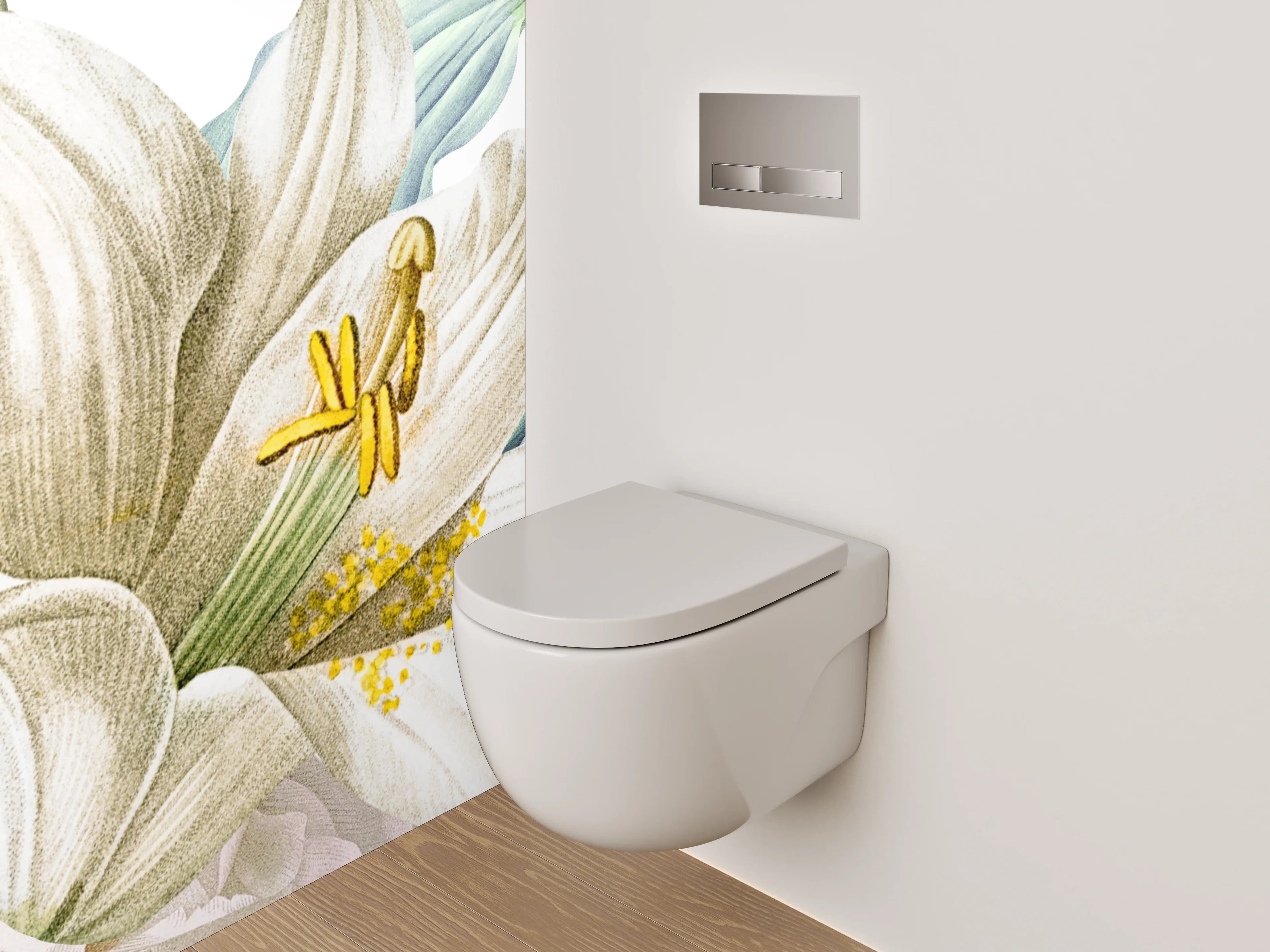 WC-Rückwand - Zarte Lilien Blumen Illustration