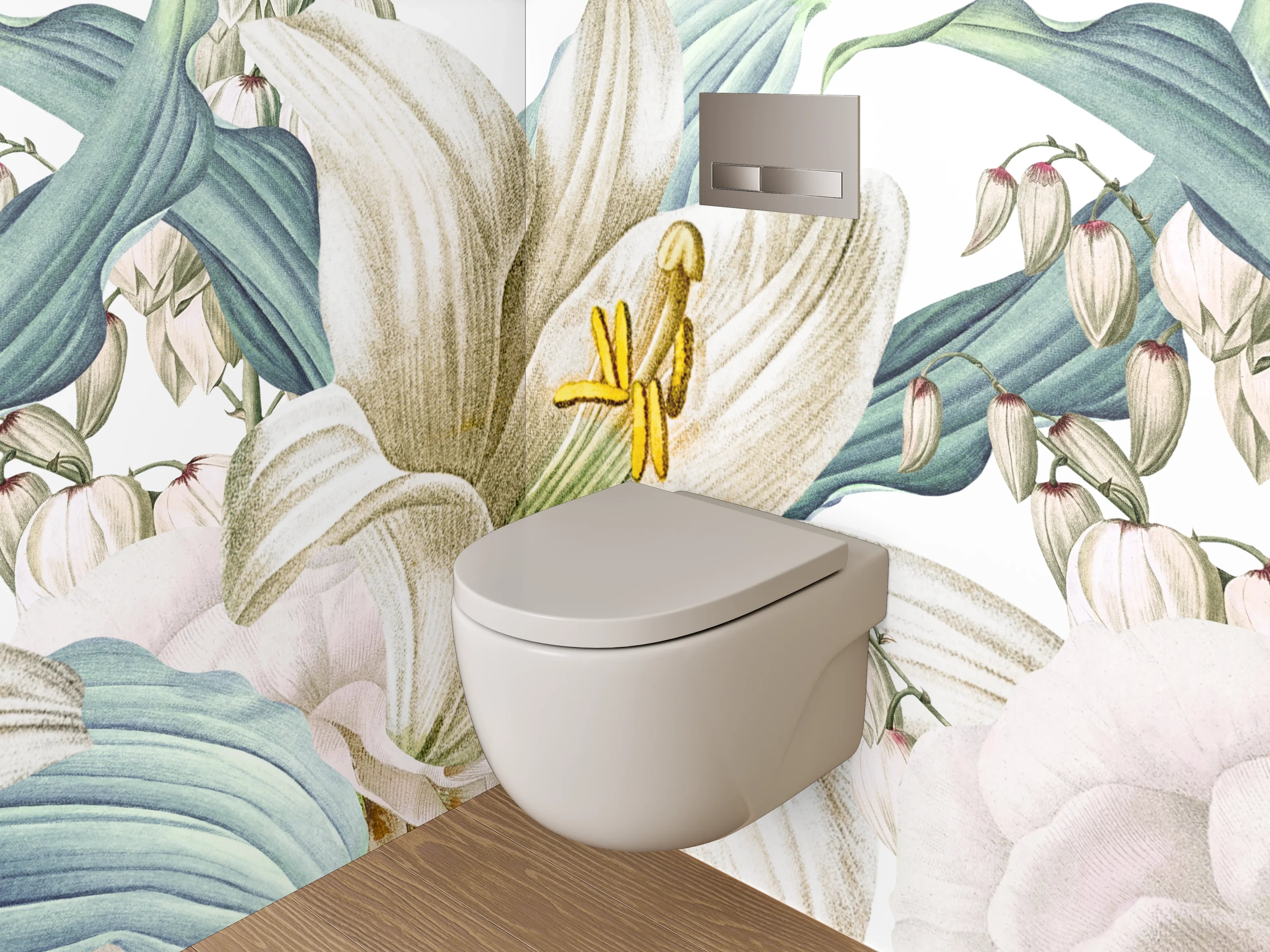 WC-Rückwand - Zarte Lilien Blumen Illustration