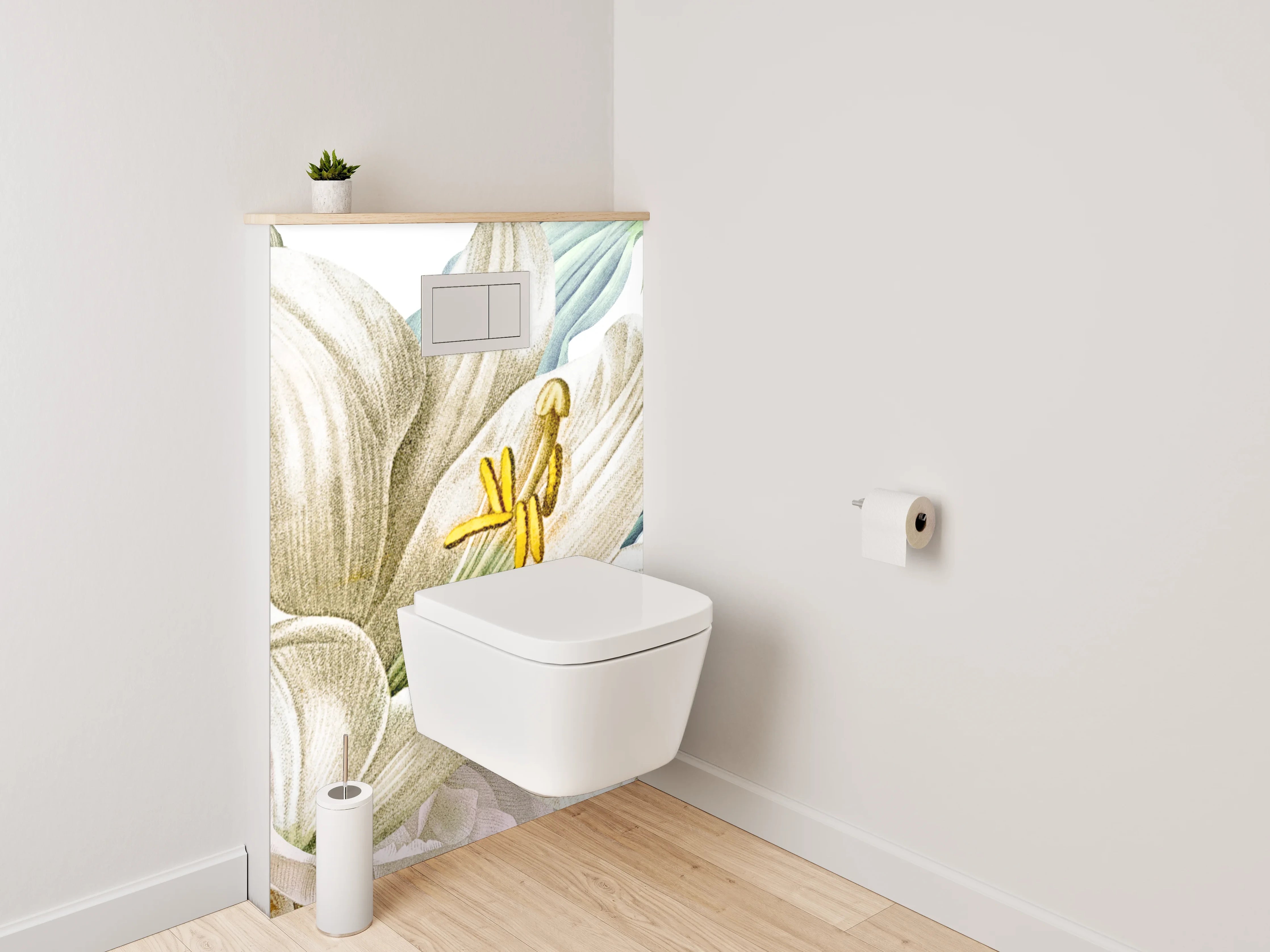 WC-Rückwand - Zarte Lilien Blumen Illustration
