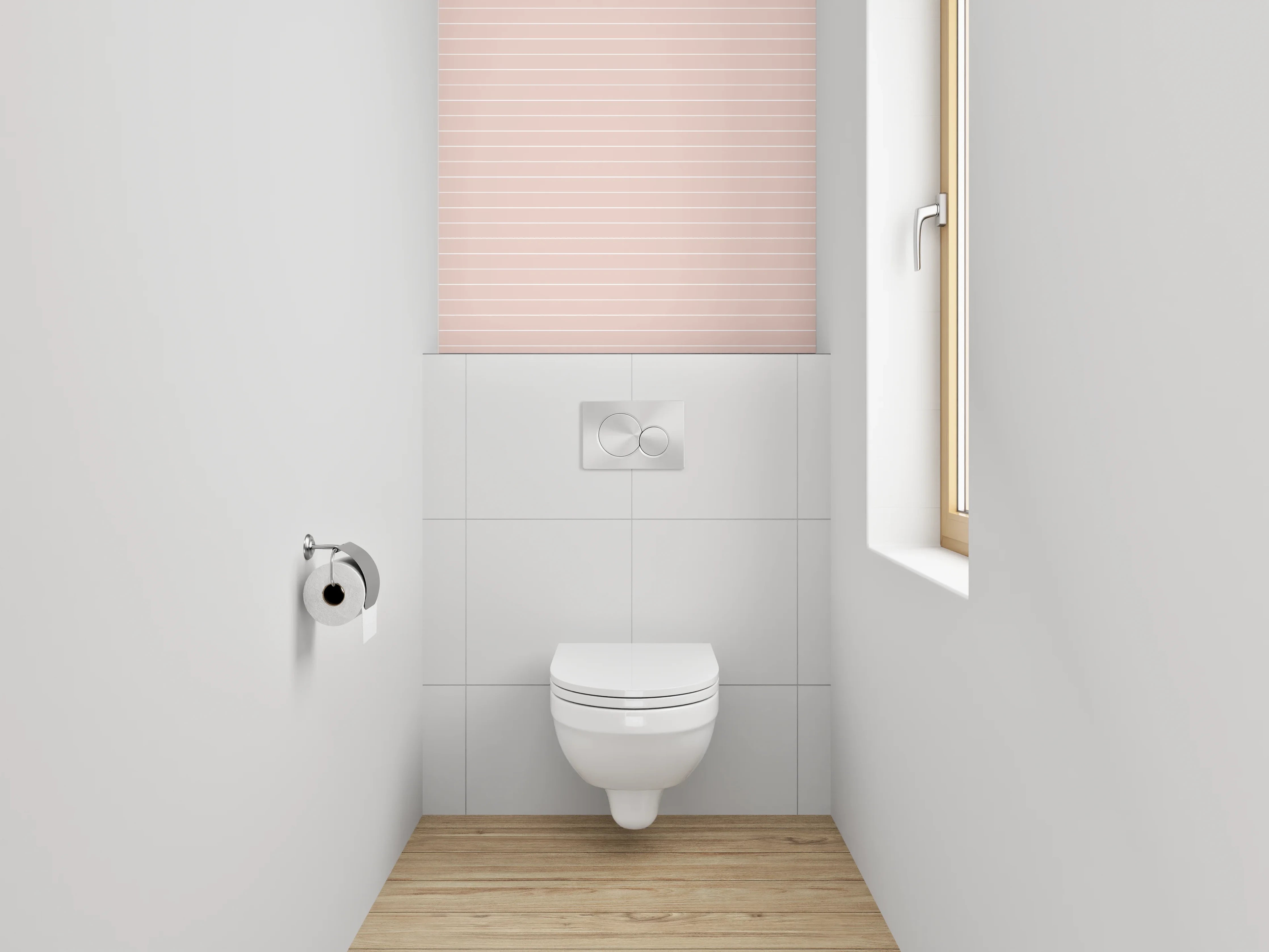 WC-Rückwand - Zarte Linien auf Rosa Hintergrund