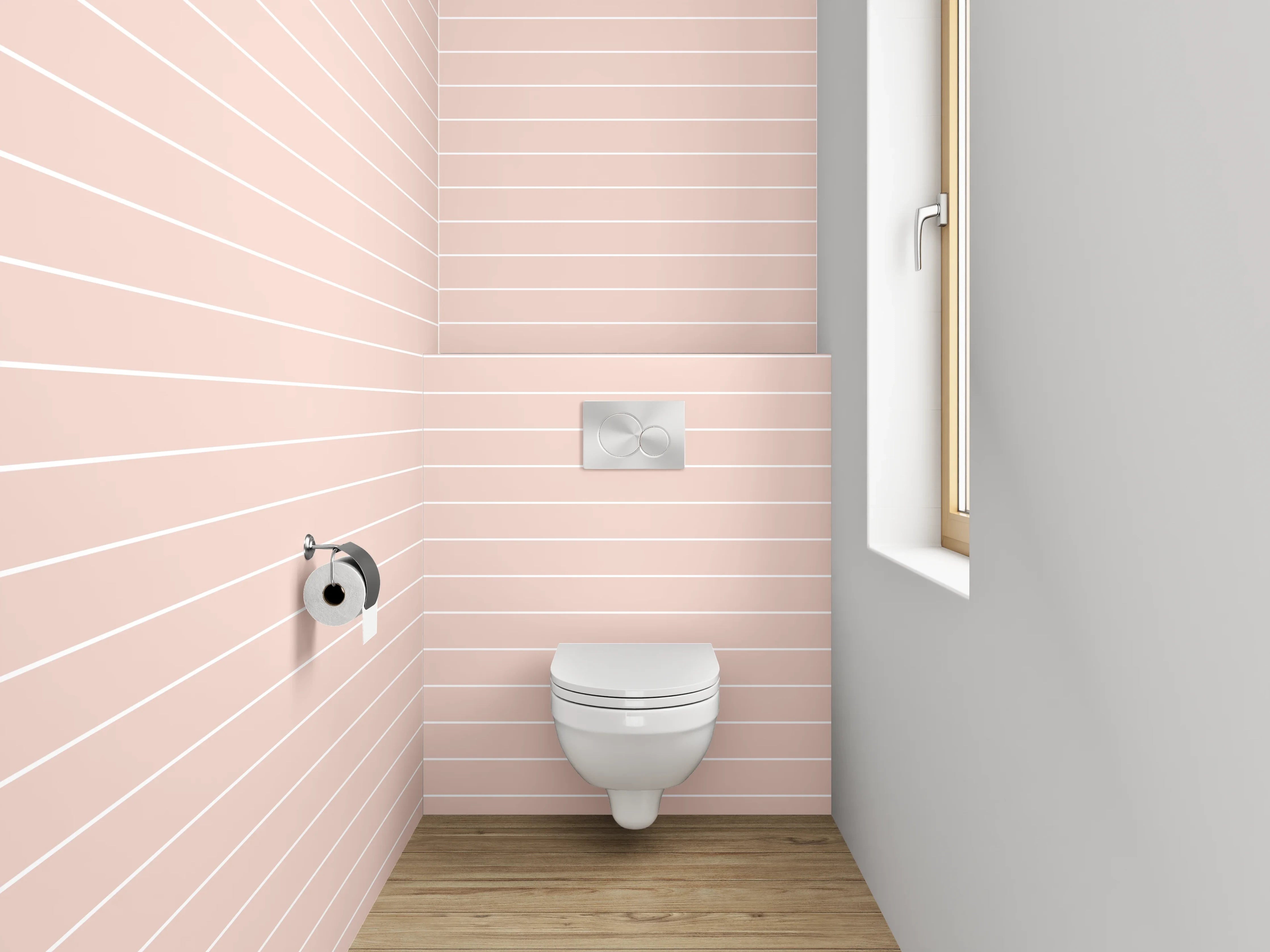 WC-Rückwand - Zarte Linien auf Rosa Hintergrund