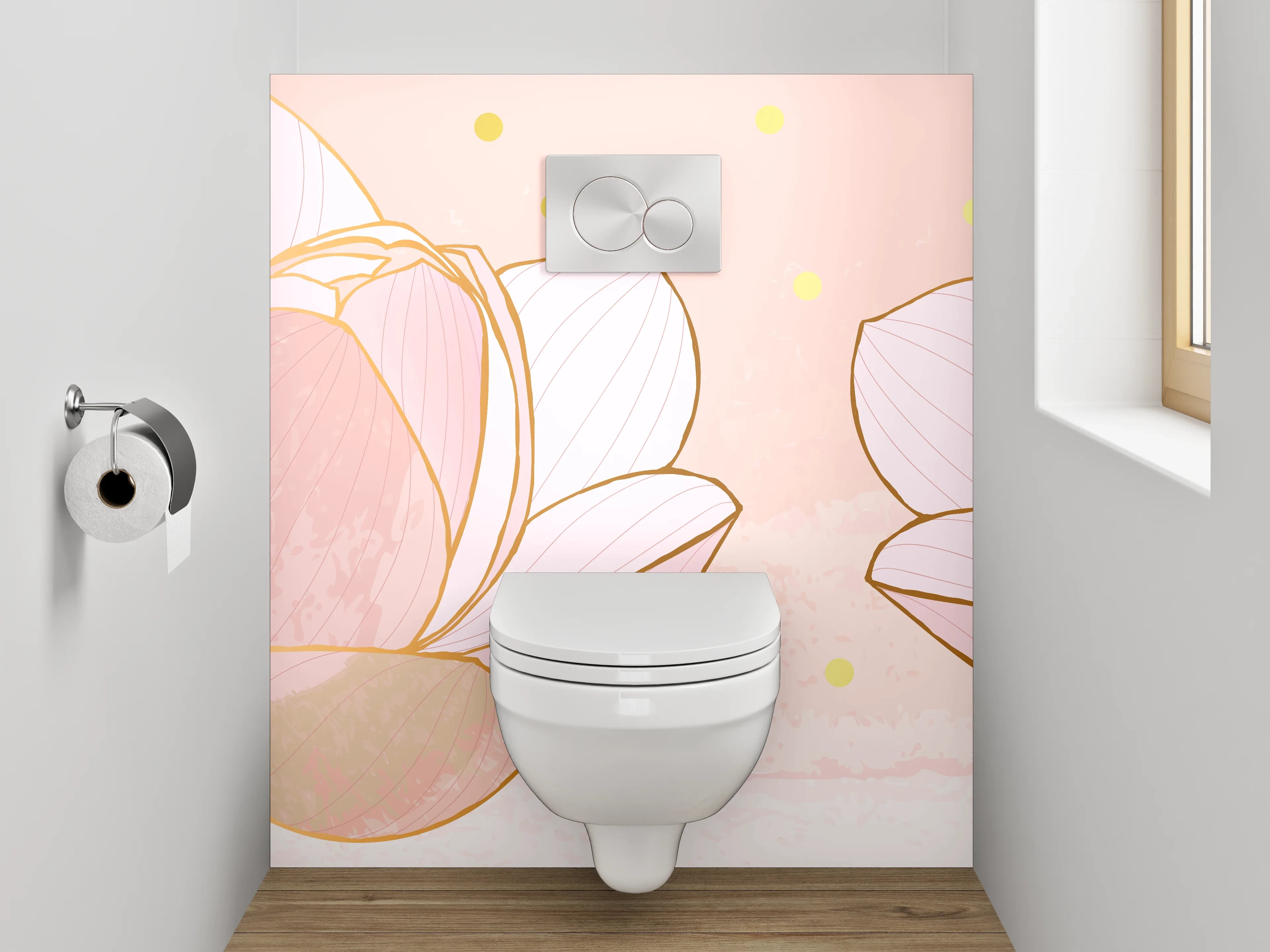 WC-Rückwand - Zarte Lotusblüten Kunst Pastellrosa