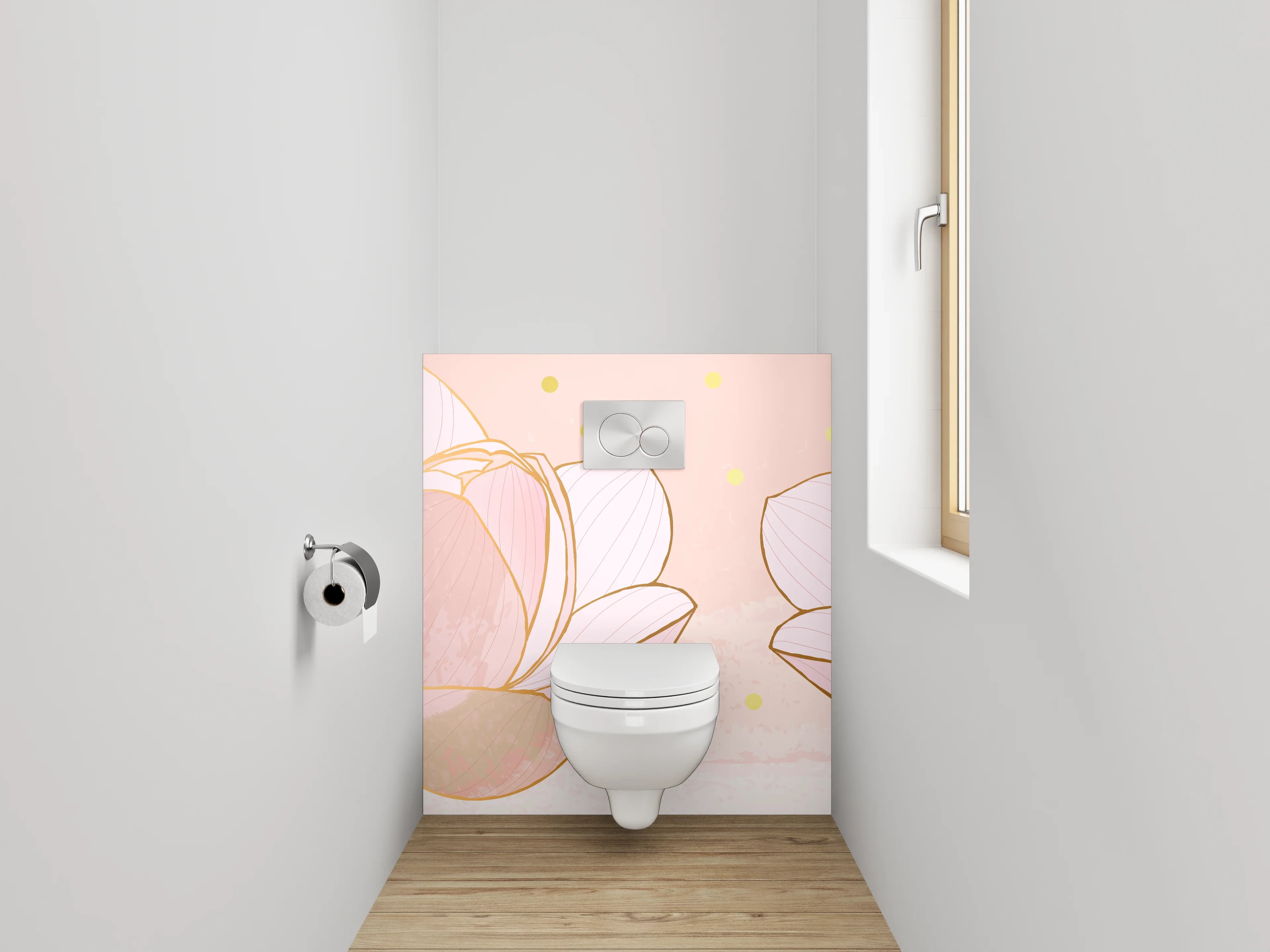 WC-Rückwand - Zarte Lotusblüten Kunst Pastellrosa
