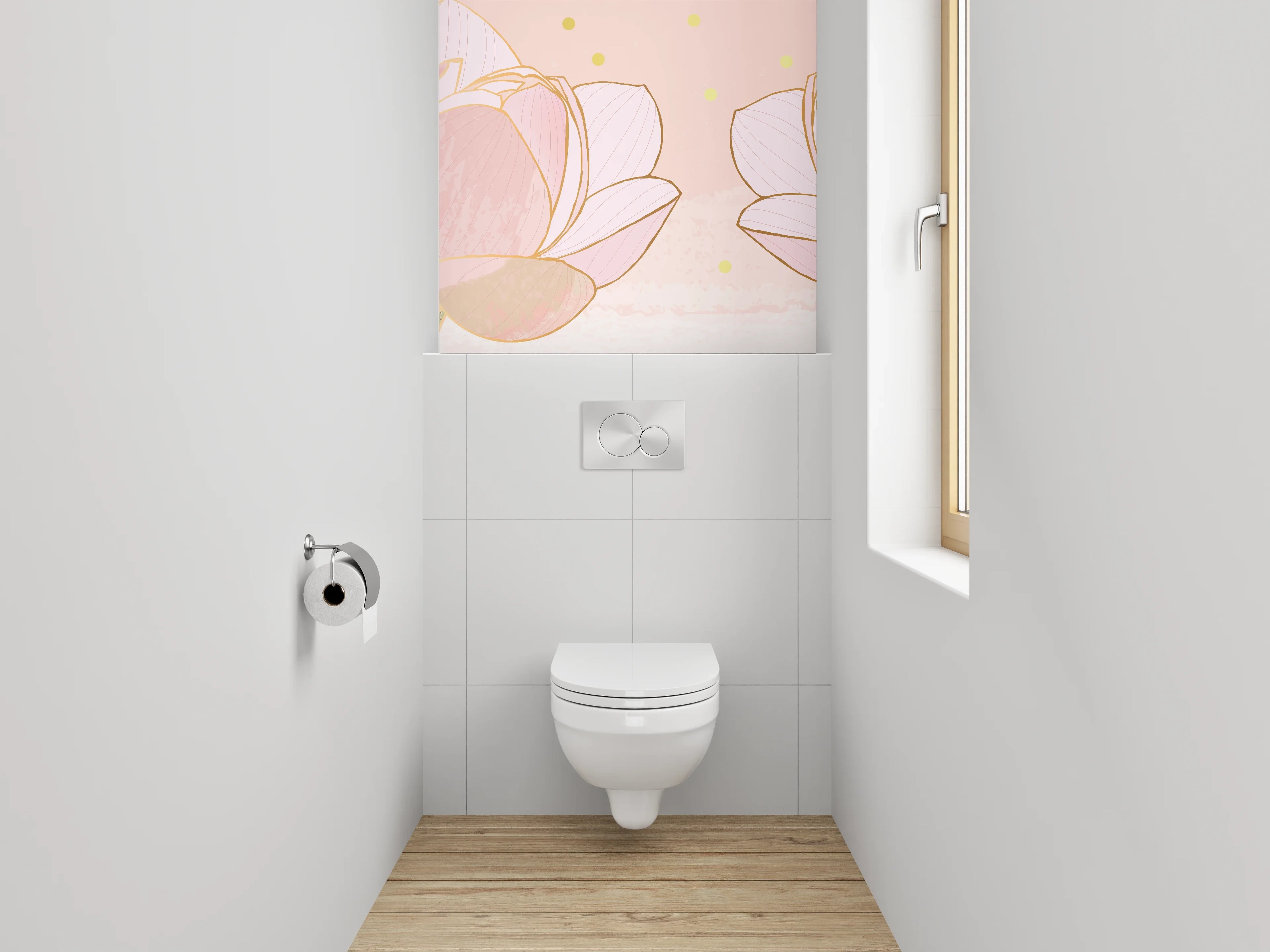 WC-Rückwand - Zarte Lotusblüten Kunst Pastellrosa