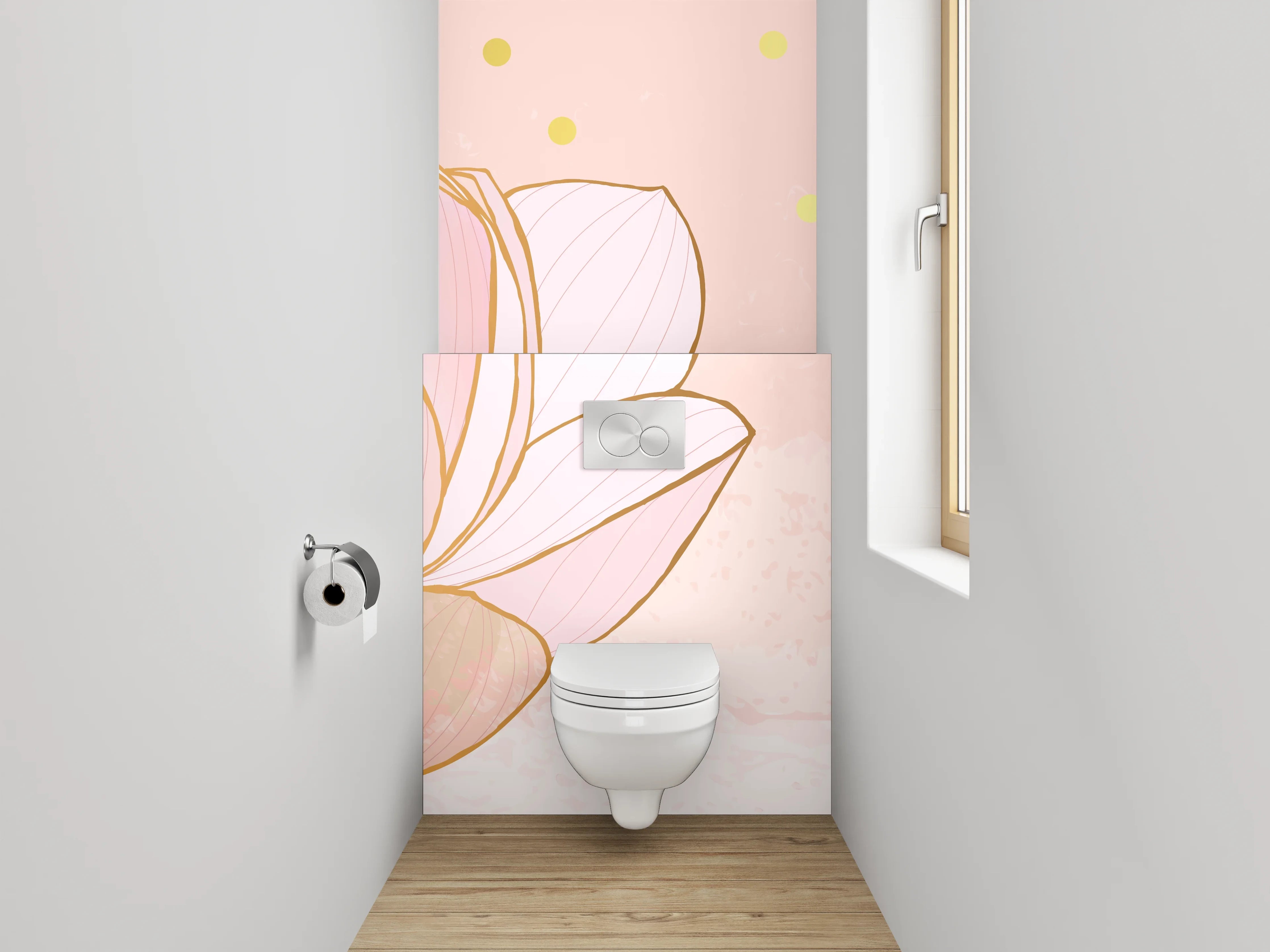 WC-Rückwand - Zarte Lotusblüten Kunst Pastellrosa