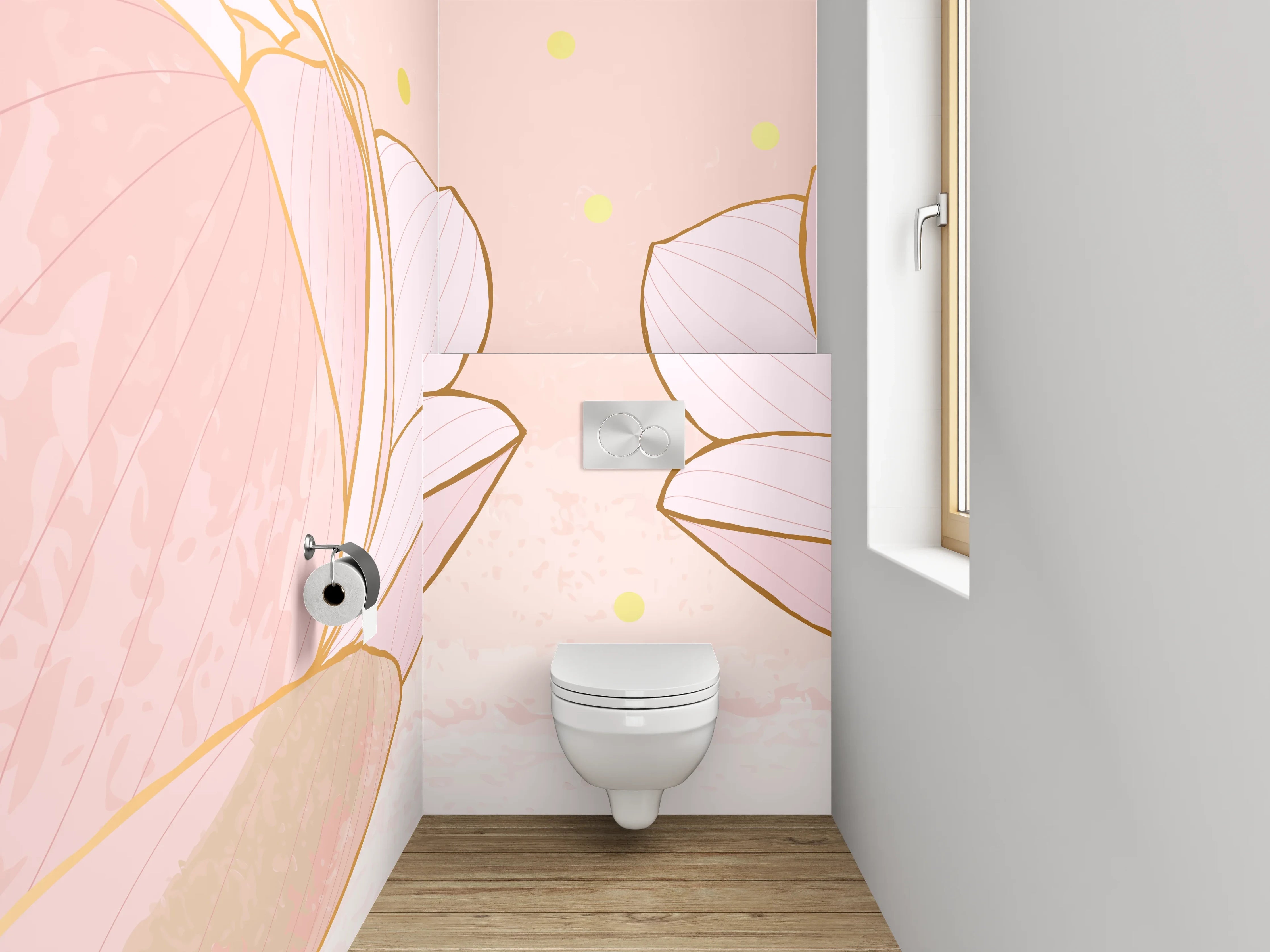 WC-Rückwand - Zarte Lotusblüten Kunst Pastellrosa