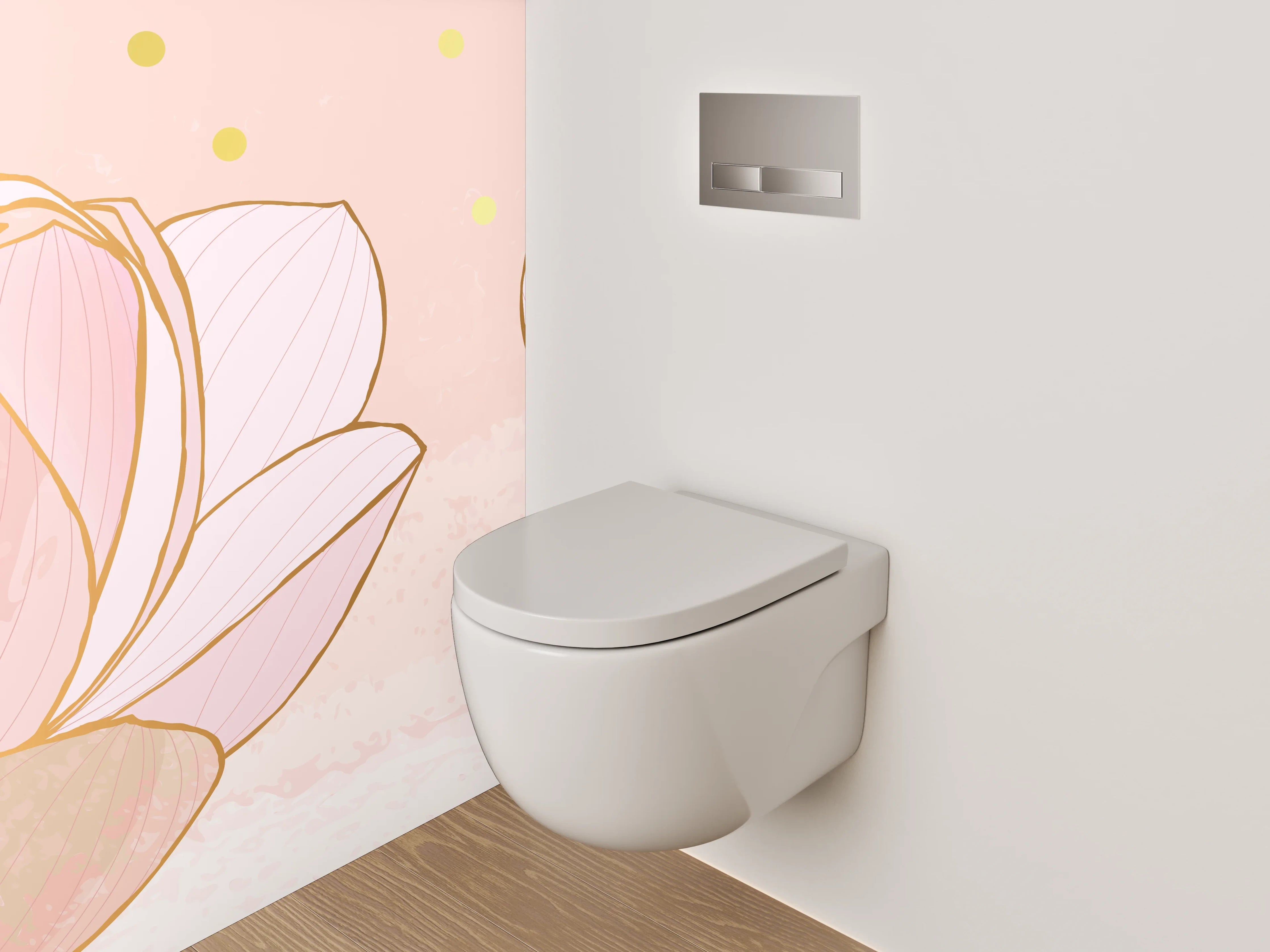 WC-Rückwand - Zarte Lotusblüten Kunst Pastellrosa