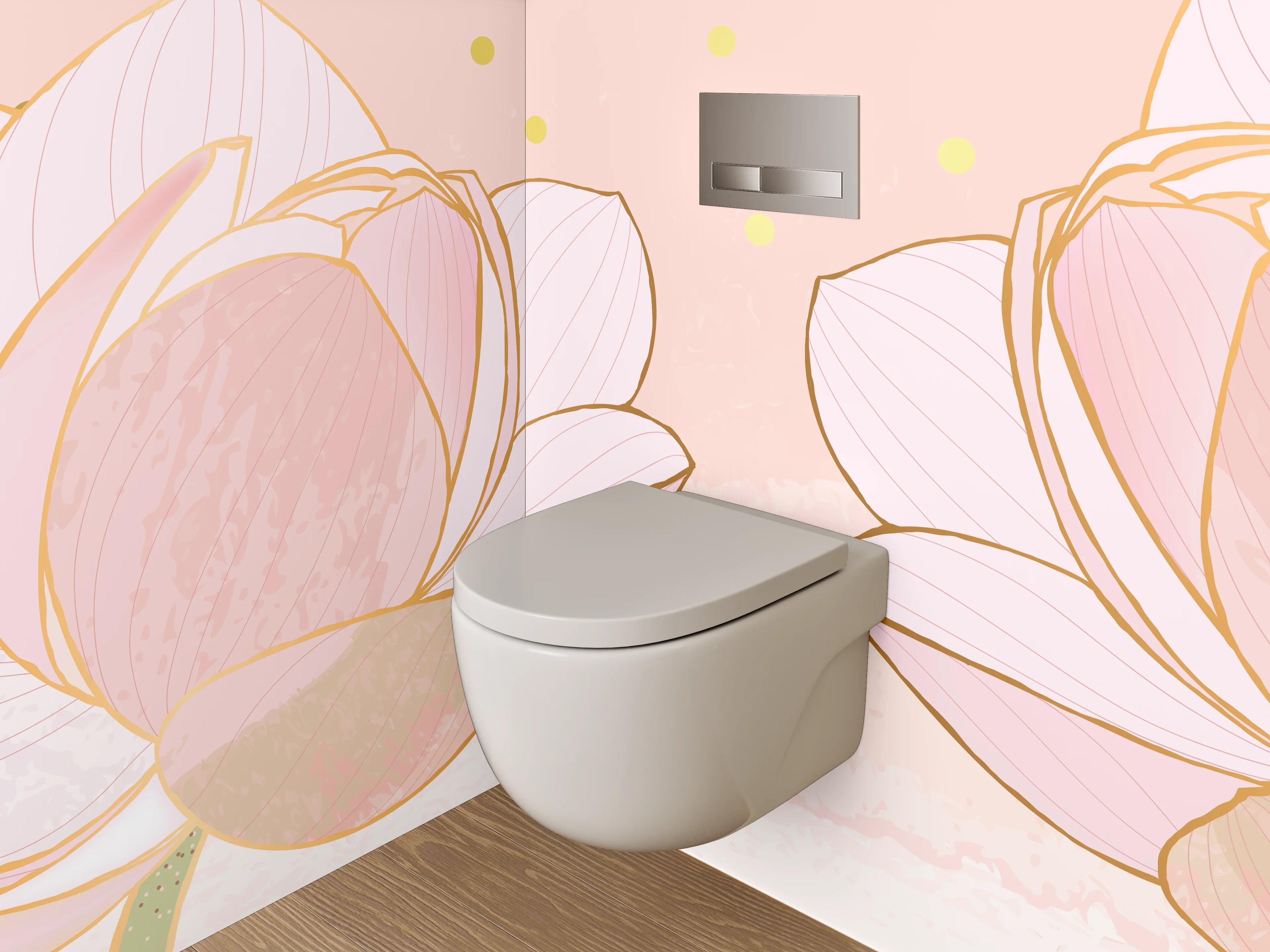 WC-Rückwand - Zarte Lotusblüten Kunst Pastellrosa