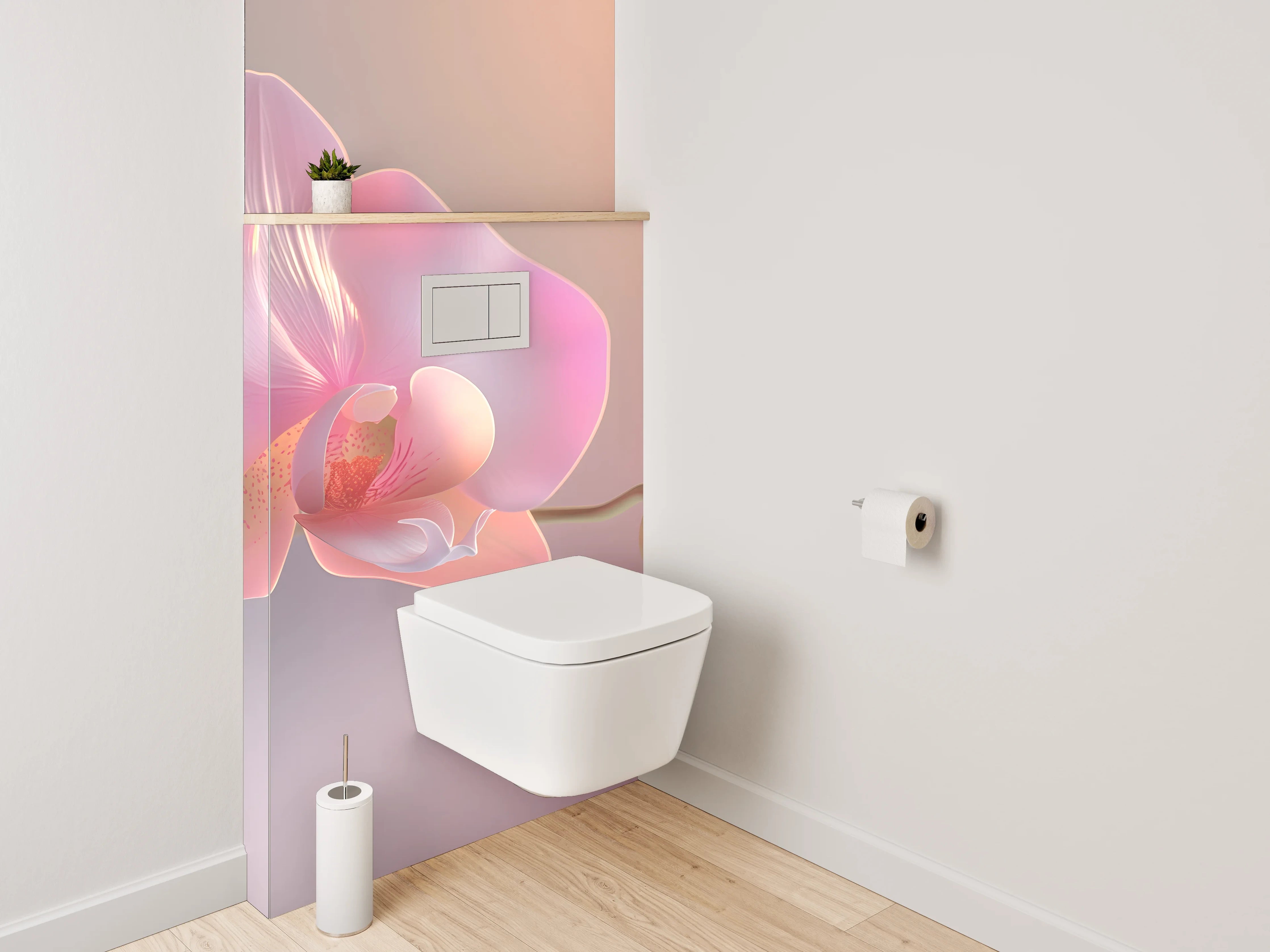 WC-Rückwand - Zarte Orchidee im Sonnenlicht