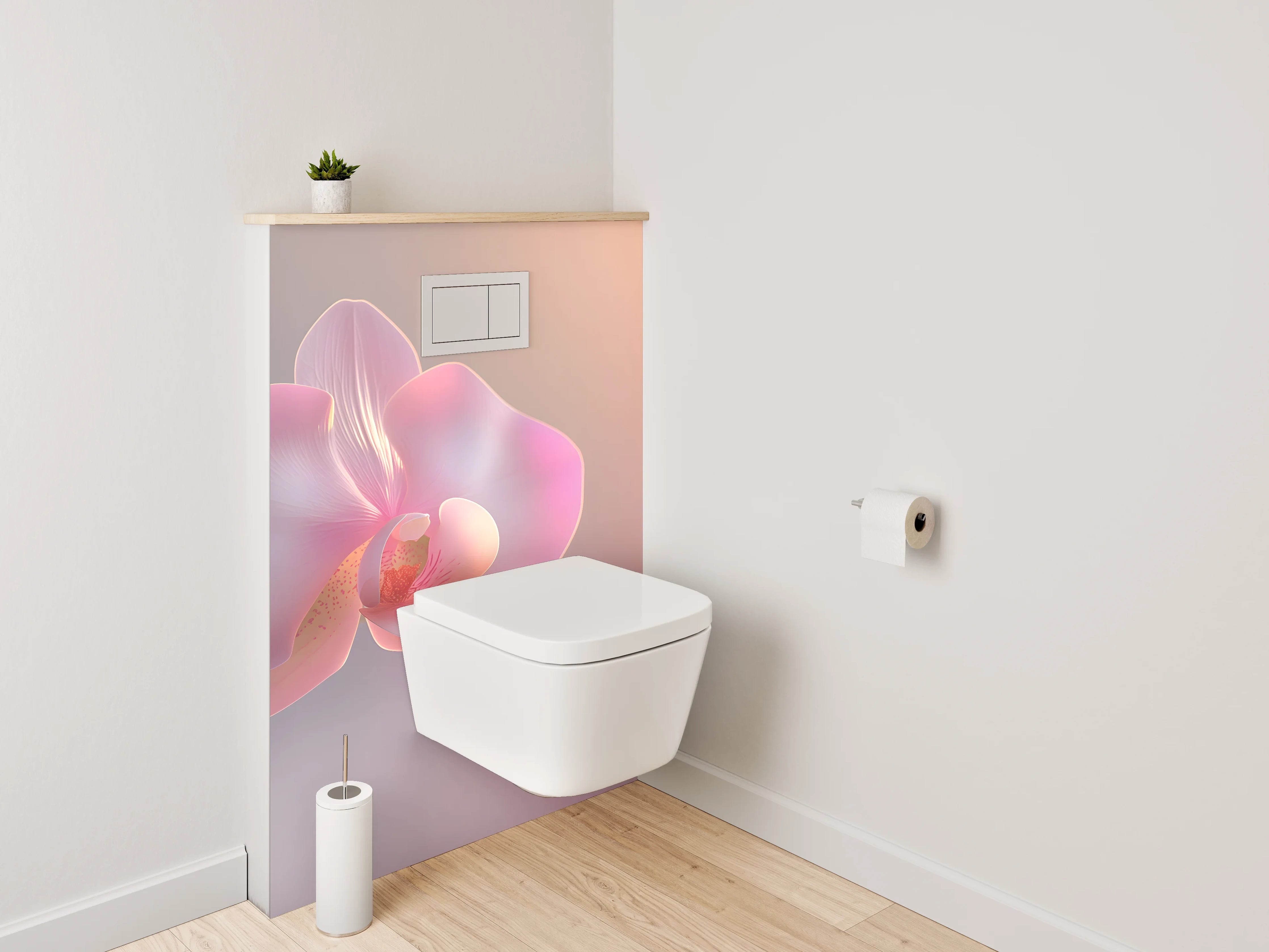 WC-Rückwand - Zarte Orchidee im Sonnenlicht