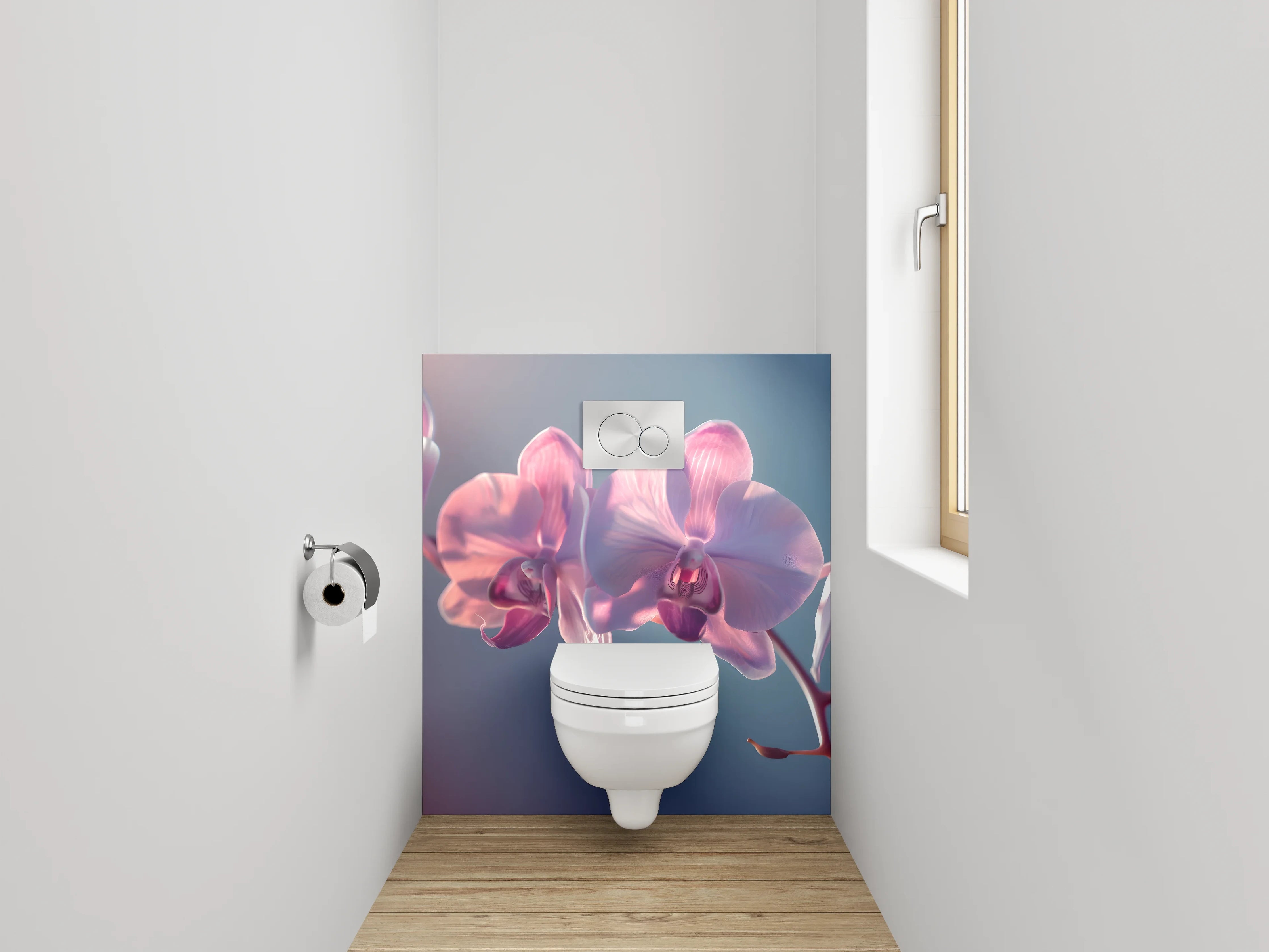 WC-Rückwand - Zarte Orchidee in Pastellfarben