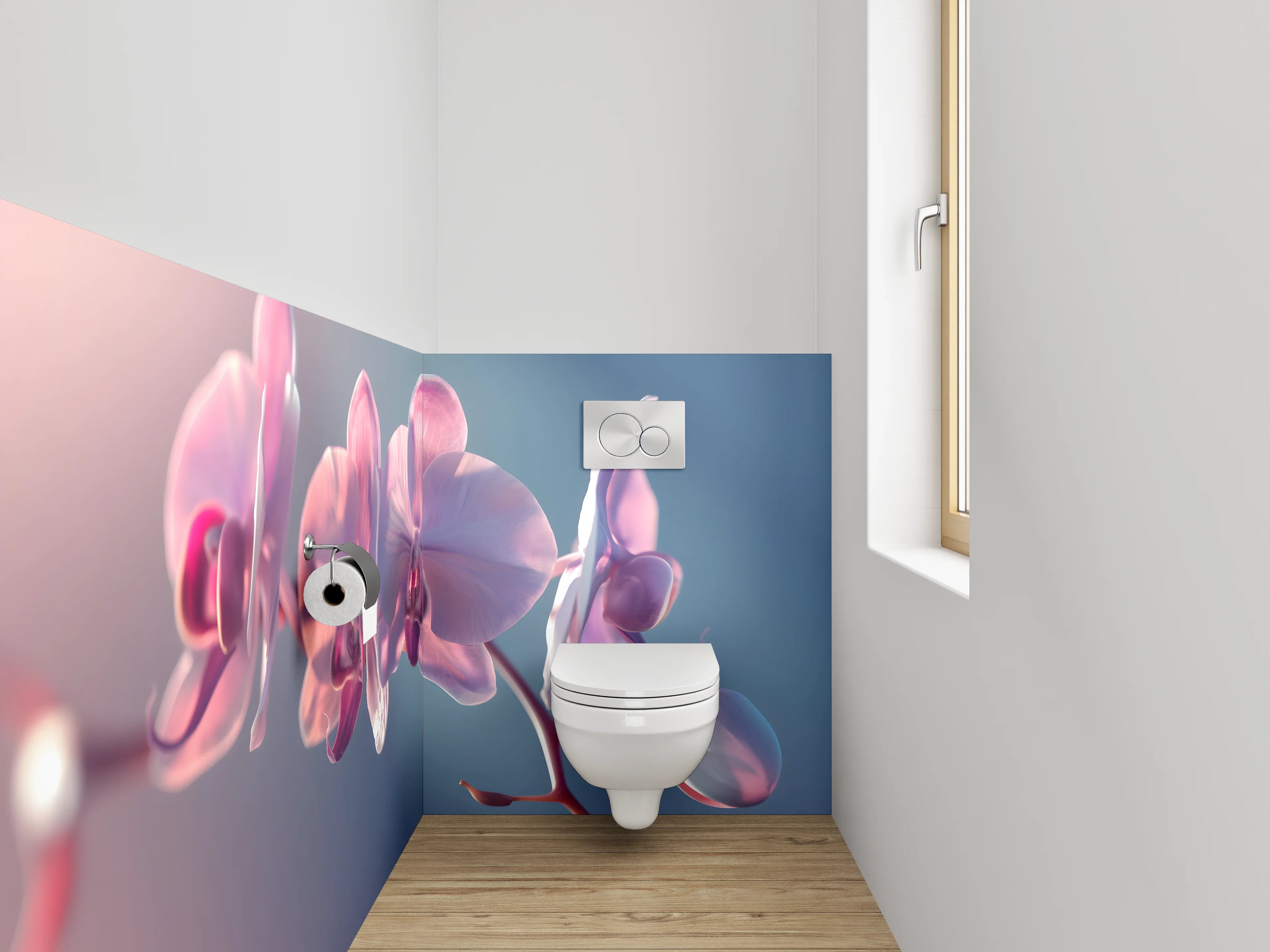 WC-Rückwand - Zarte Orchidee in Pastellfarben