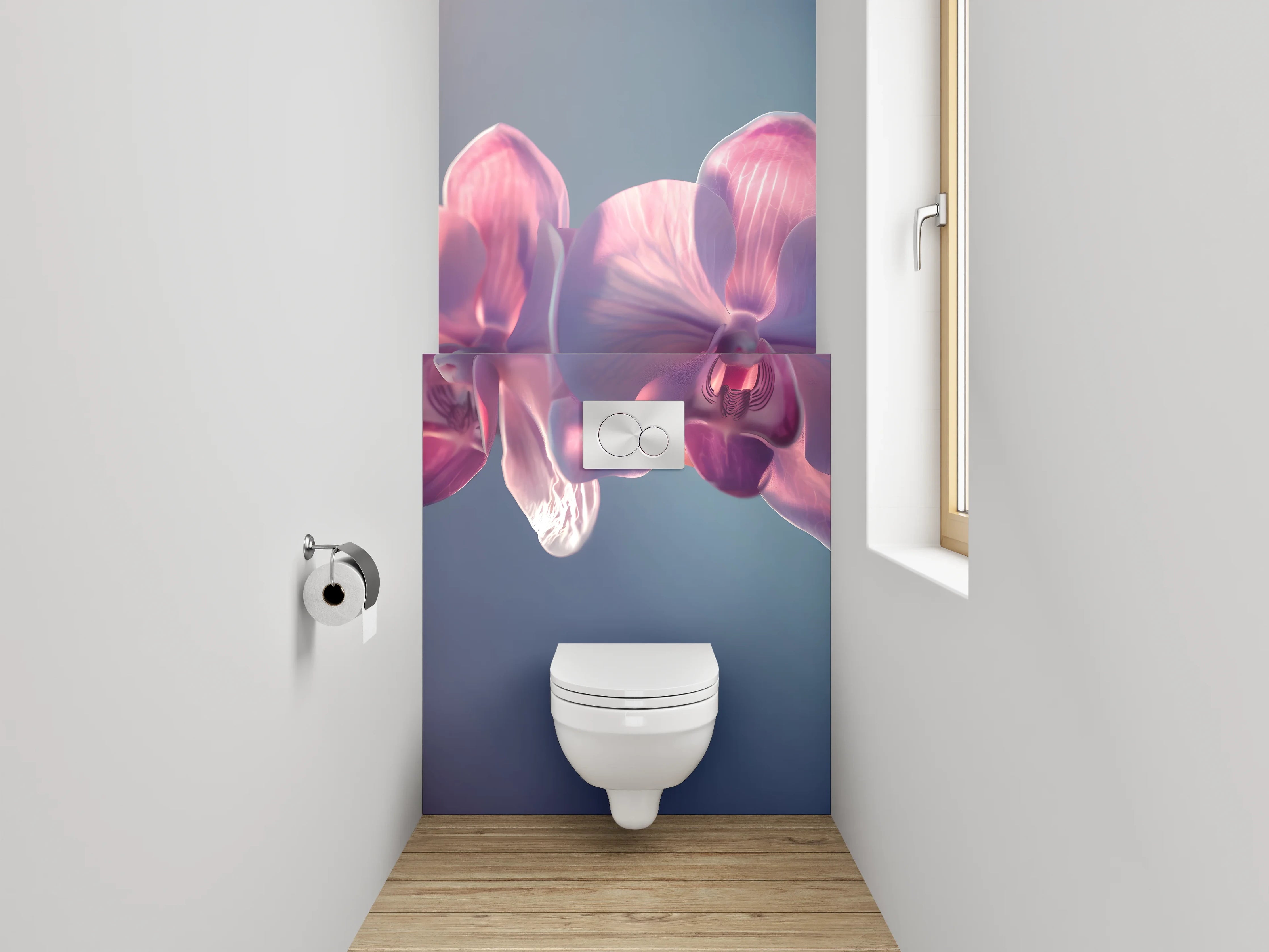 WC-Rückwand - Zarte Orchidee in Pastellfarben