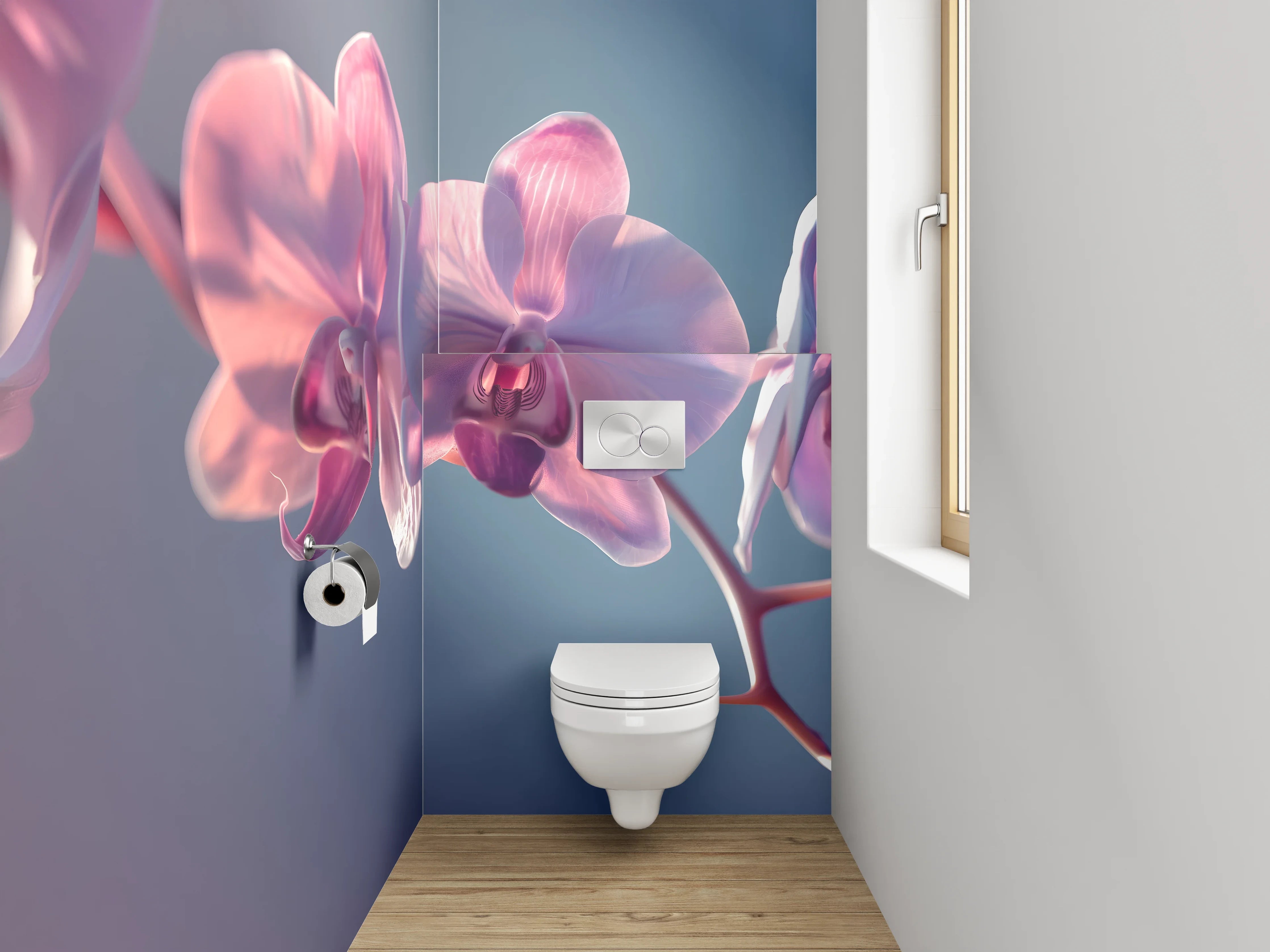 WC-Rückwand - Zarte Orchidee in Pastellfarben