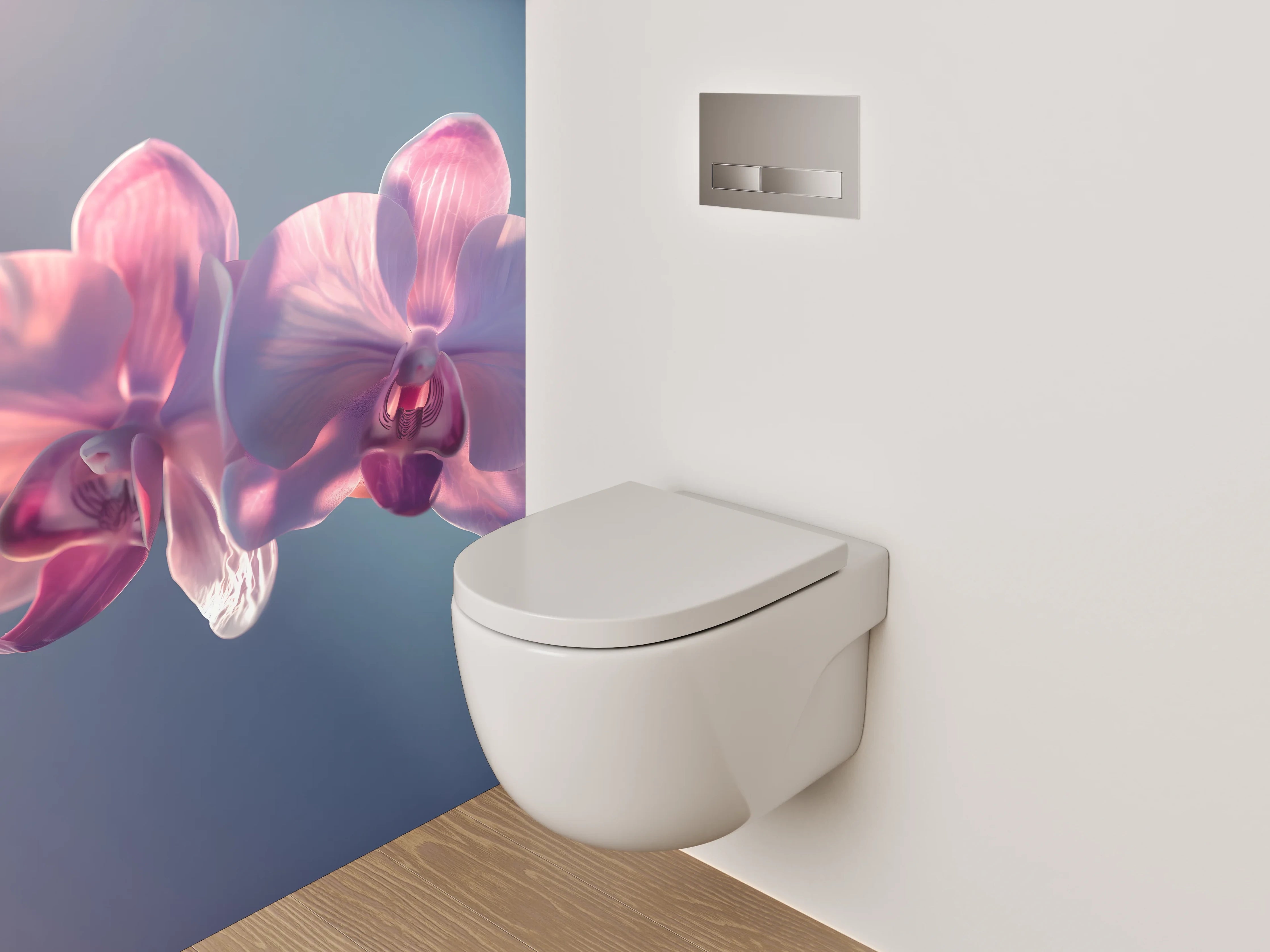 WC-Rückwand - Zarte Orchidee in Pastellfarben