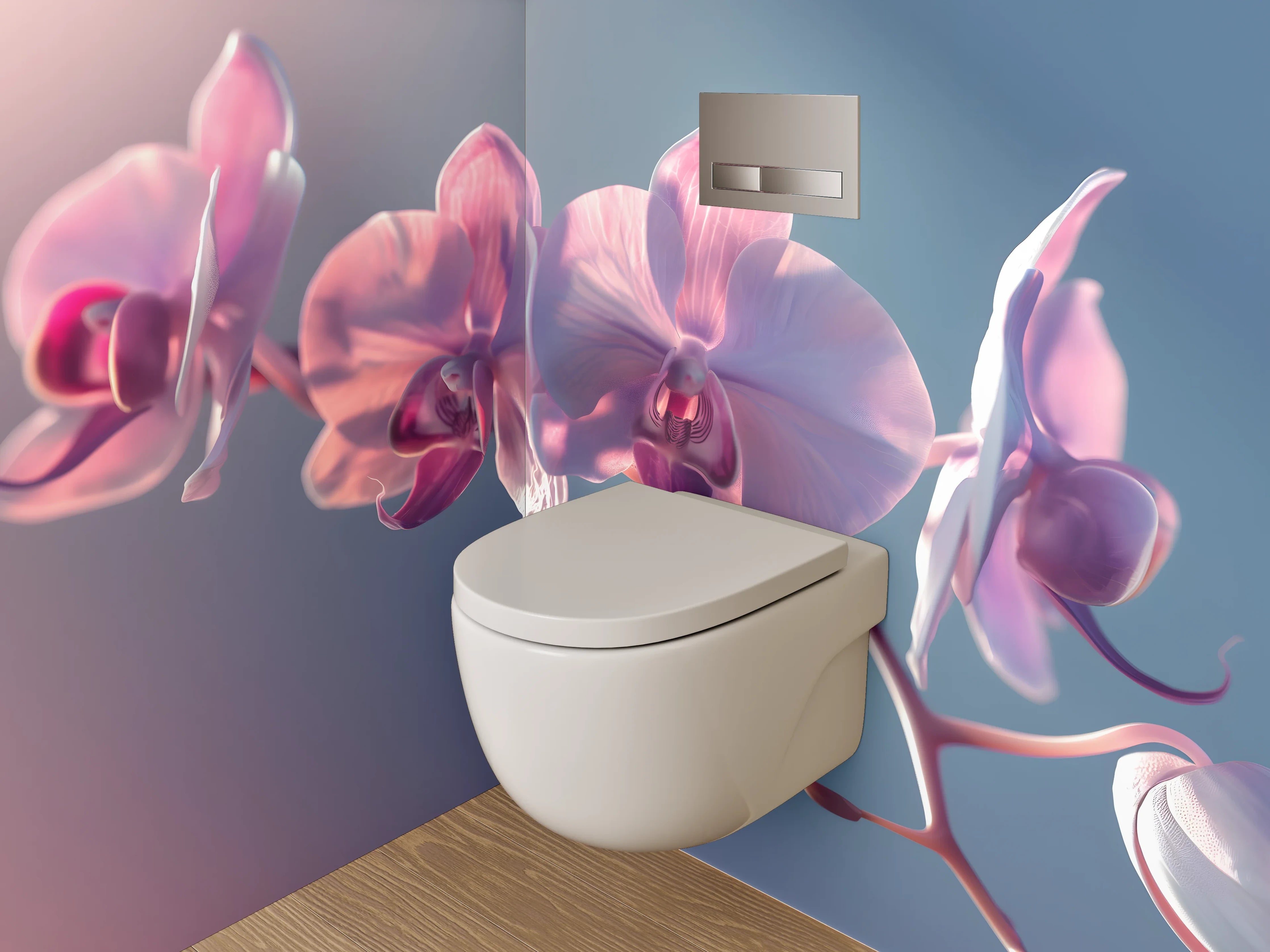 WC-Rückwand - Zarte Orchidee in Pastellfarben