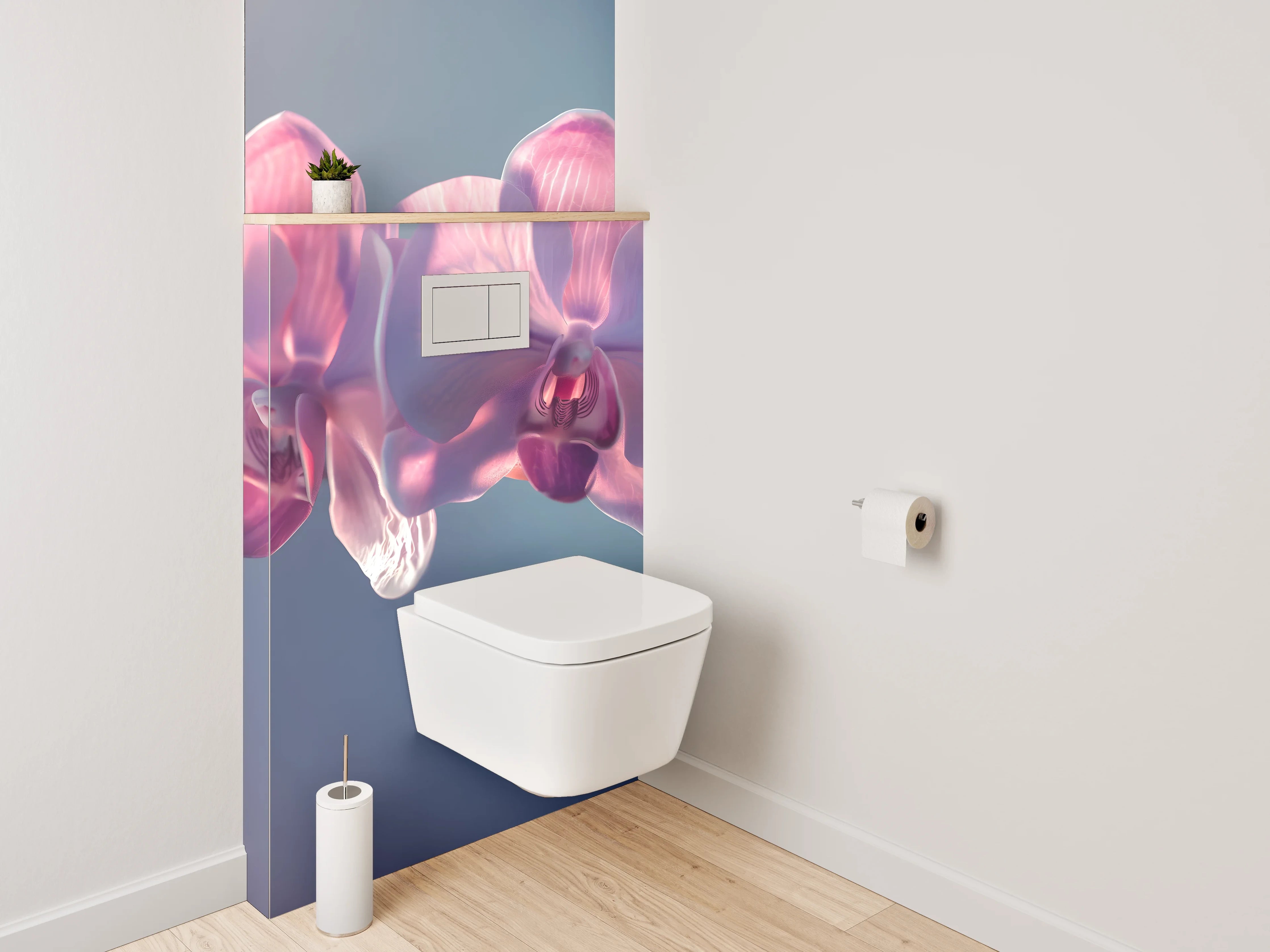 WC-Rückwand - Zarte Orchidee in Pastellfarben
