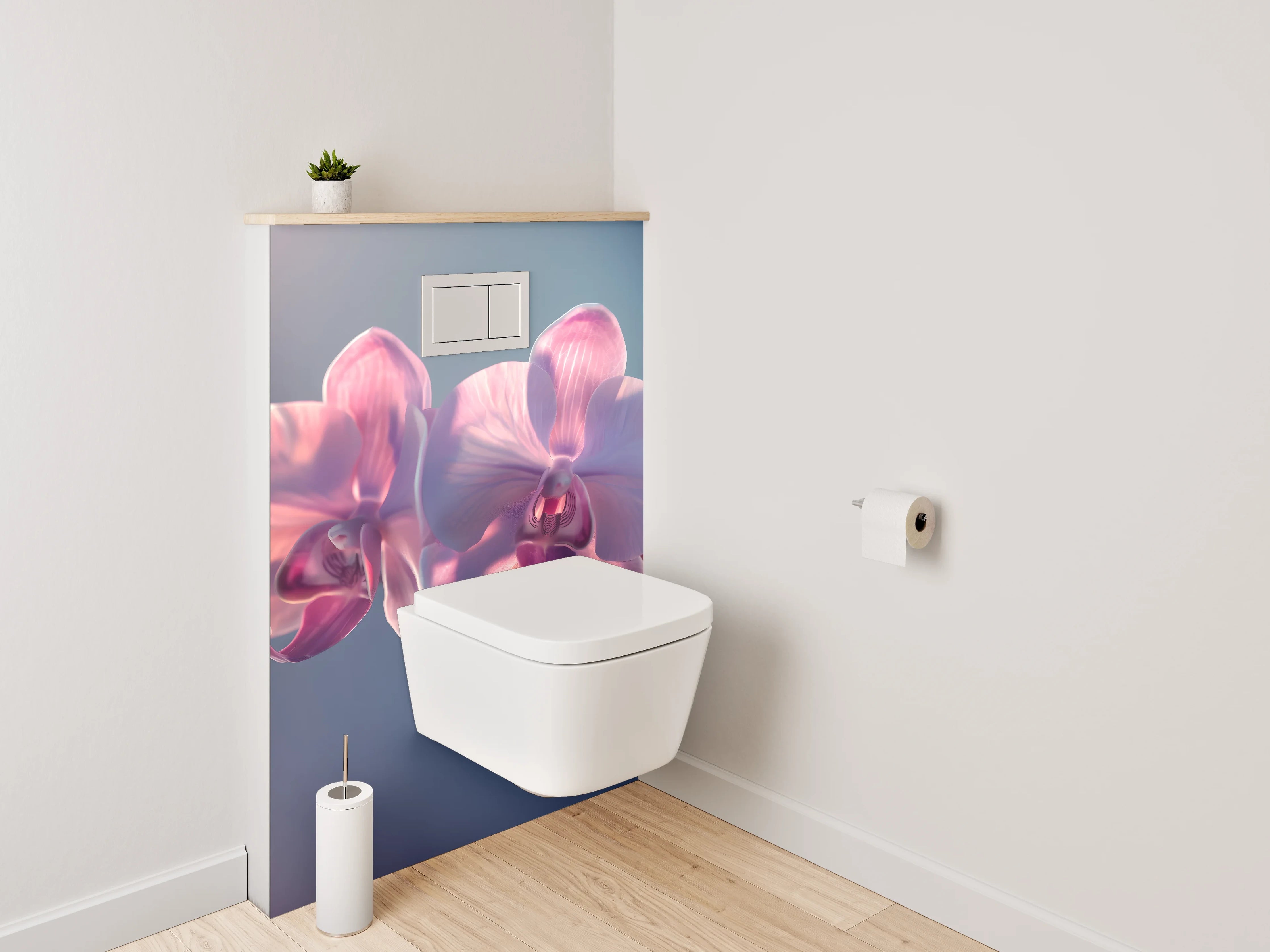 WC-Rückwand - Zarte Orchidee in Pastellfarben