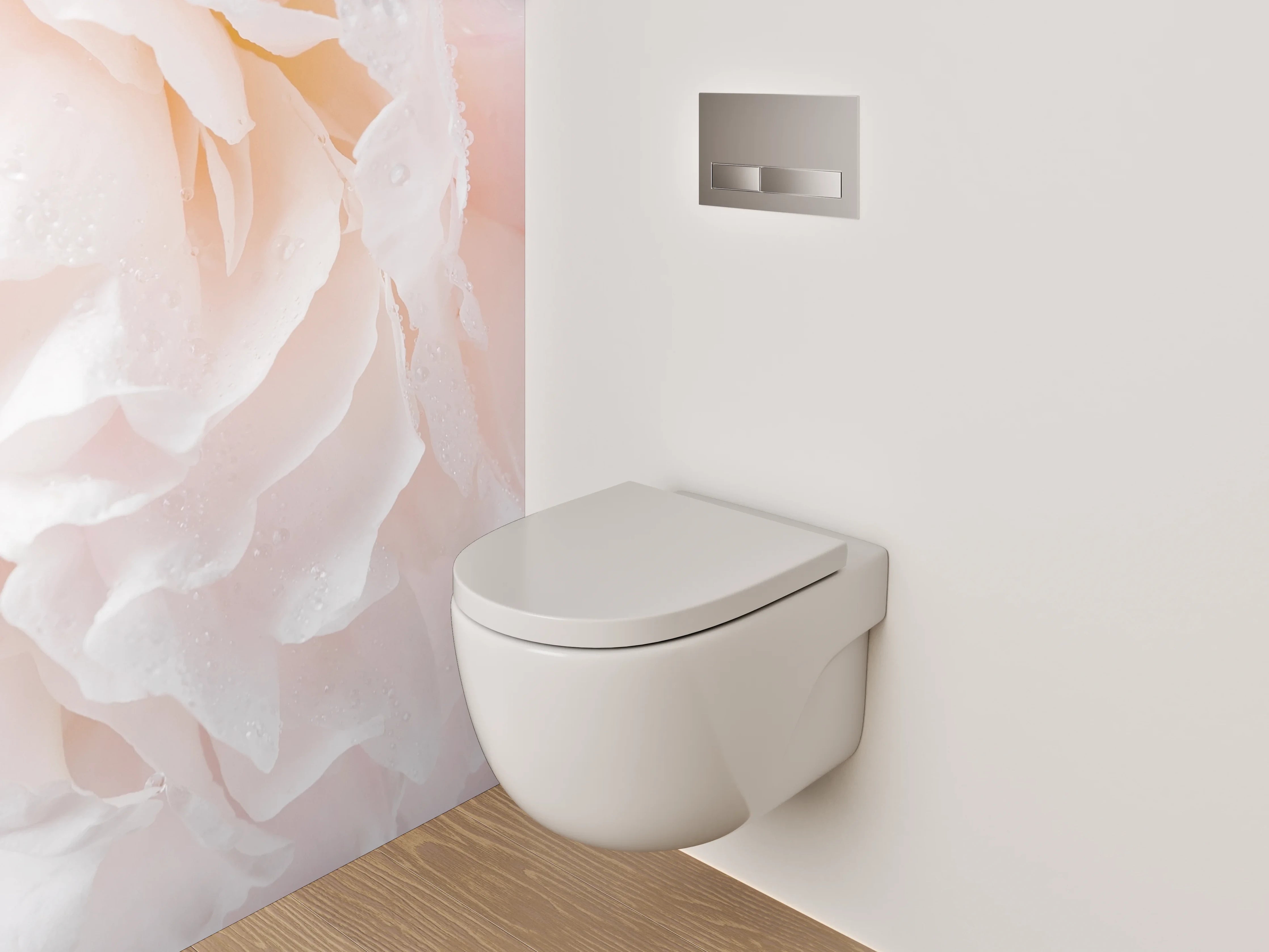 WC-Rückwand - Zarte Pfingstrose in Weiß und Rosa