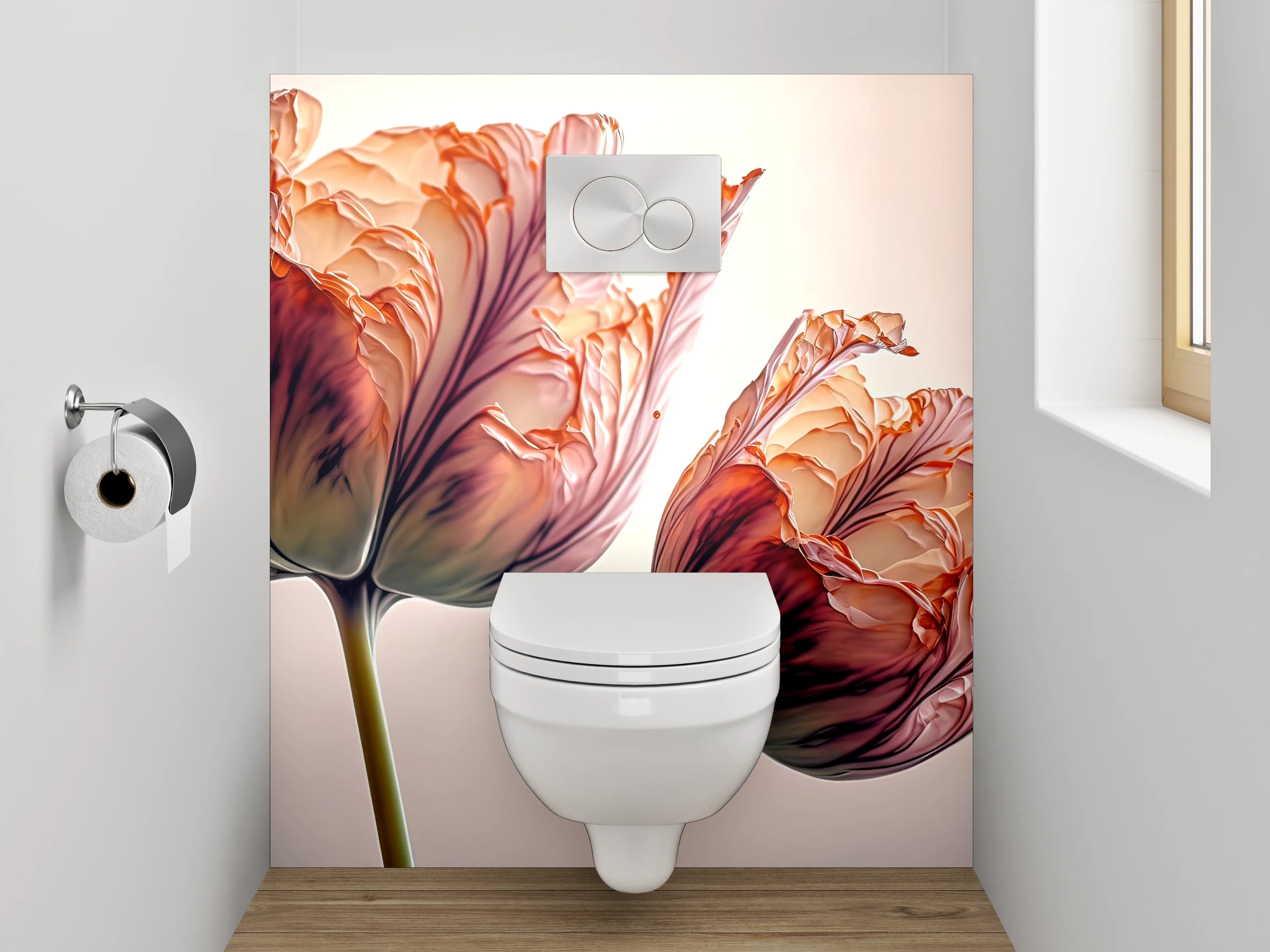 WC-Rückwand - Zarte Pfingstrosen Tulpen Fotokunst