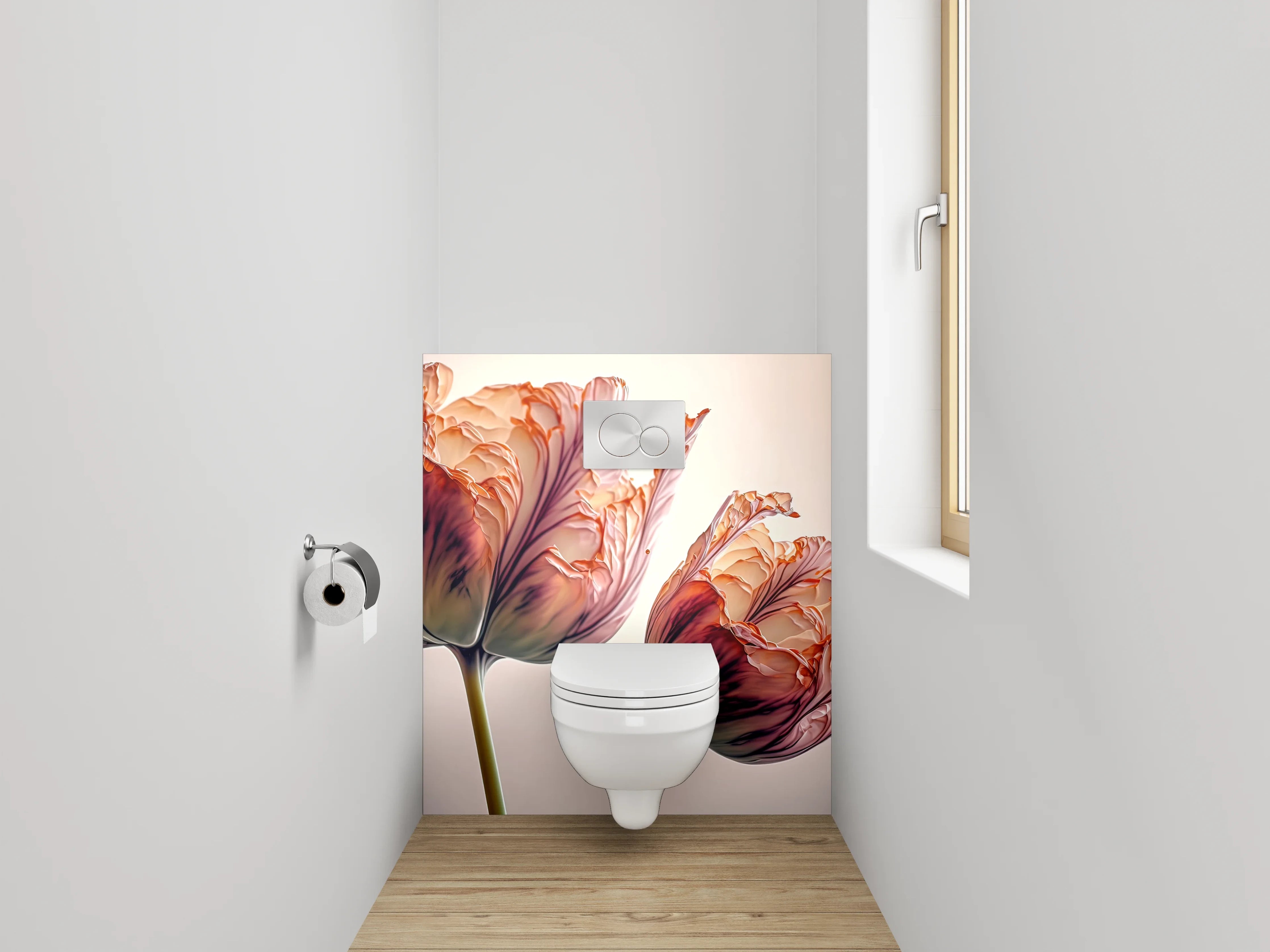 WC-Rückwand - Zarte Pfingstrosen Tulpen Fotokunst