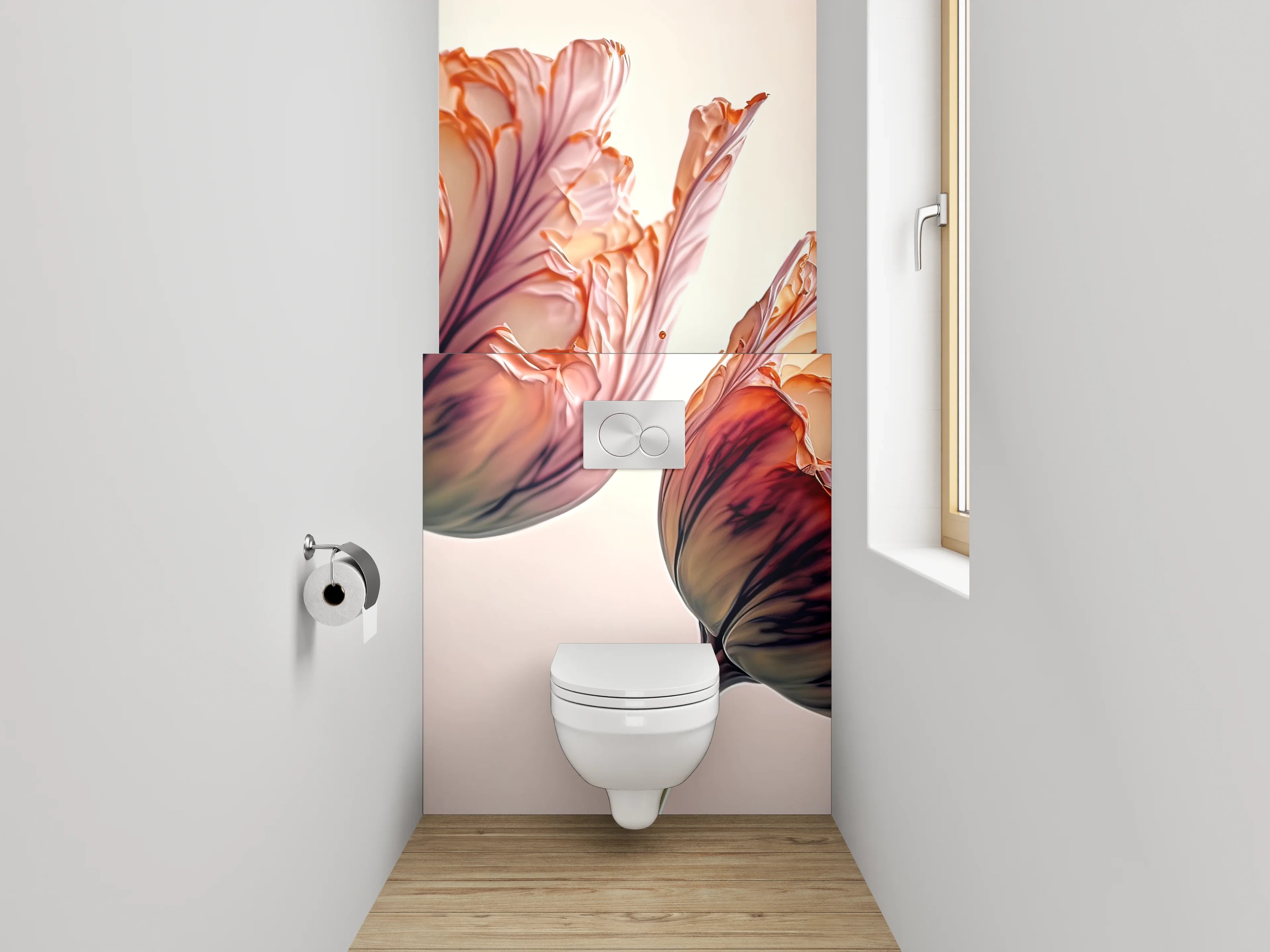 WC-Rückwand - Zarte Pfingstrosen Tulpen Fotokunst