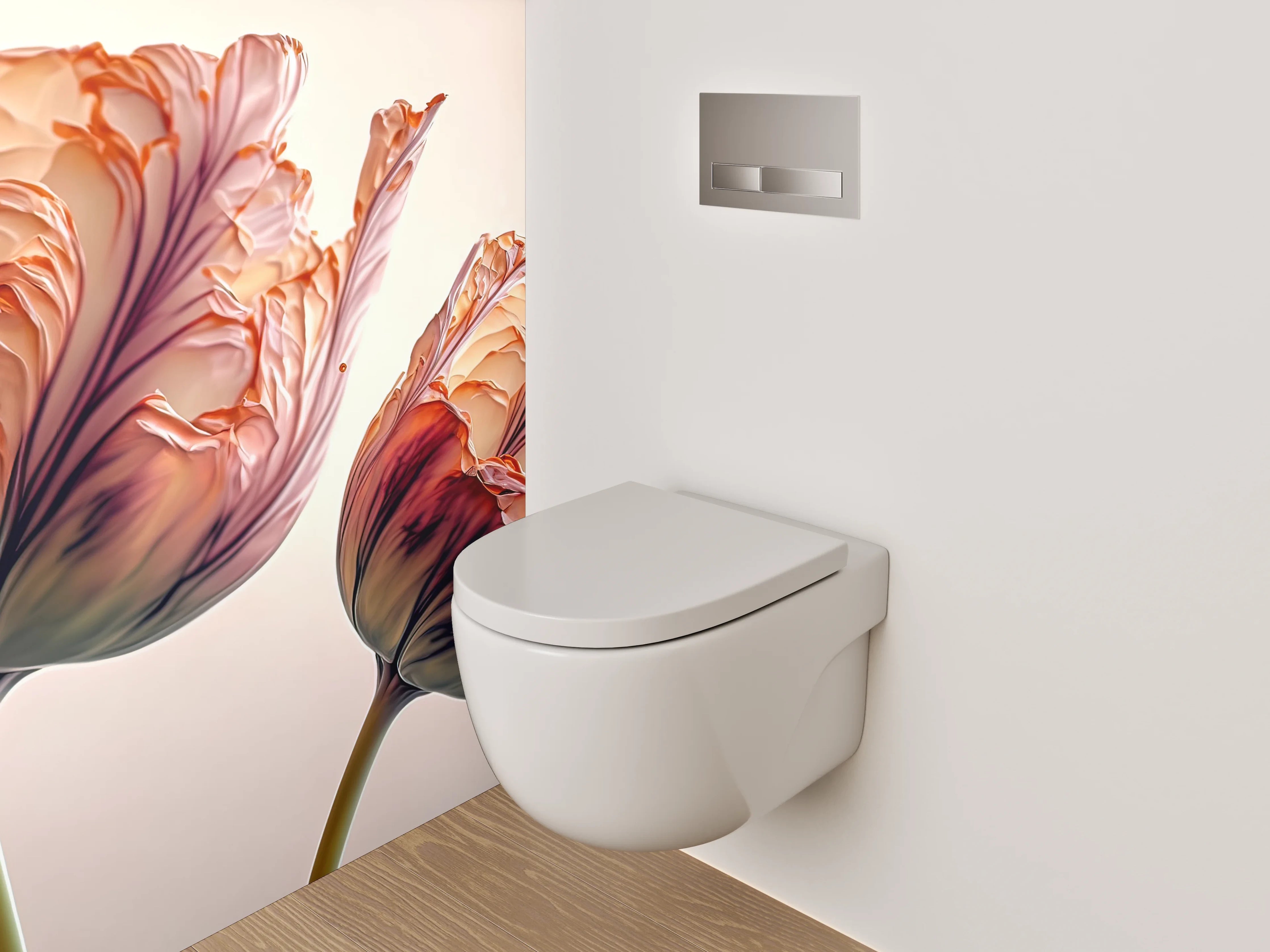 WC-Rückwand - Zarte Pfingstrosen Tulpen Fotokunst