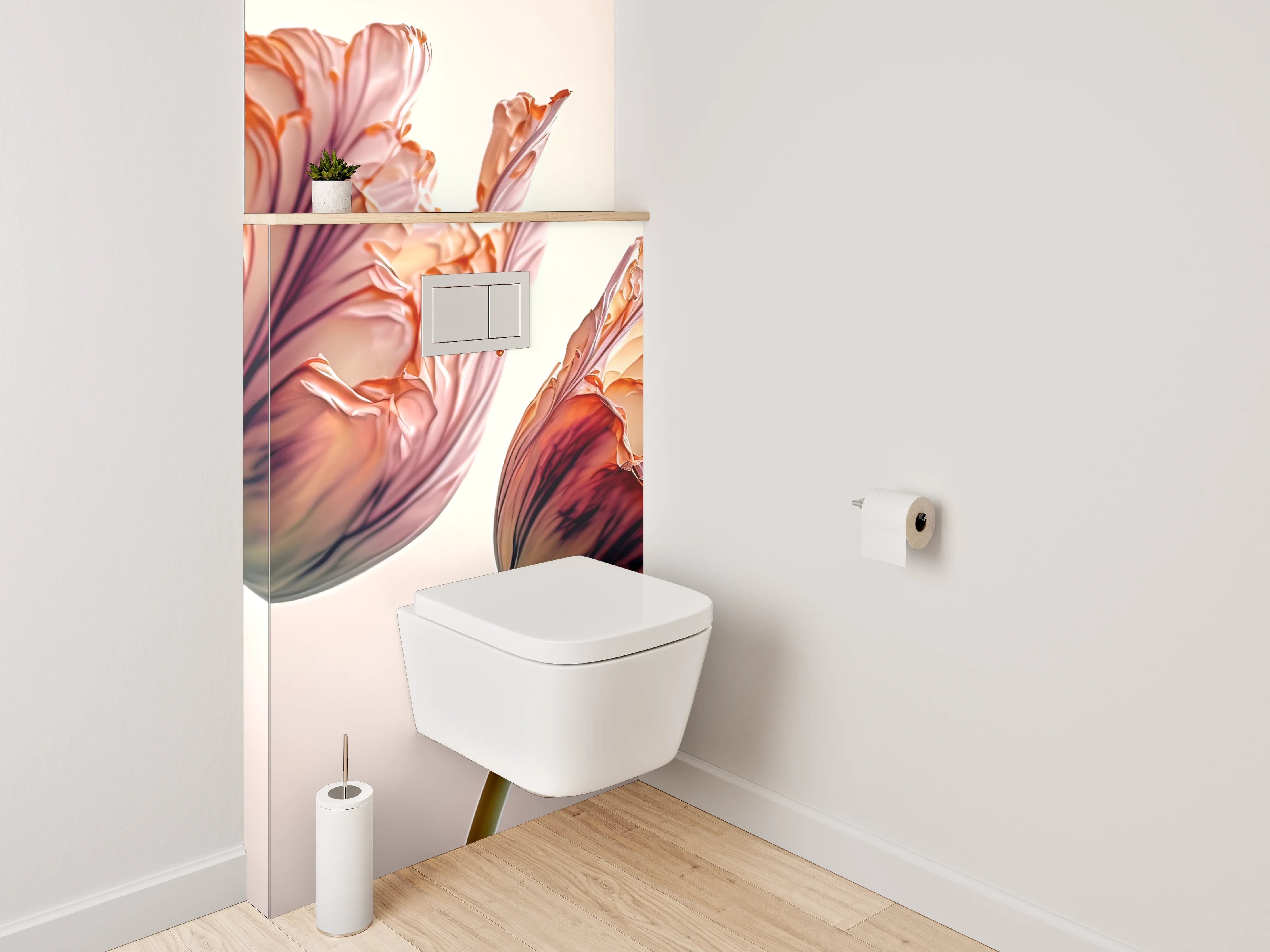 WC-Rückwand - Zarte Pfingstrosen Tulpen Fotokunst