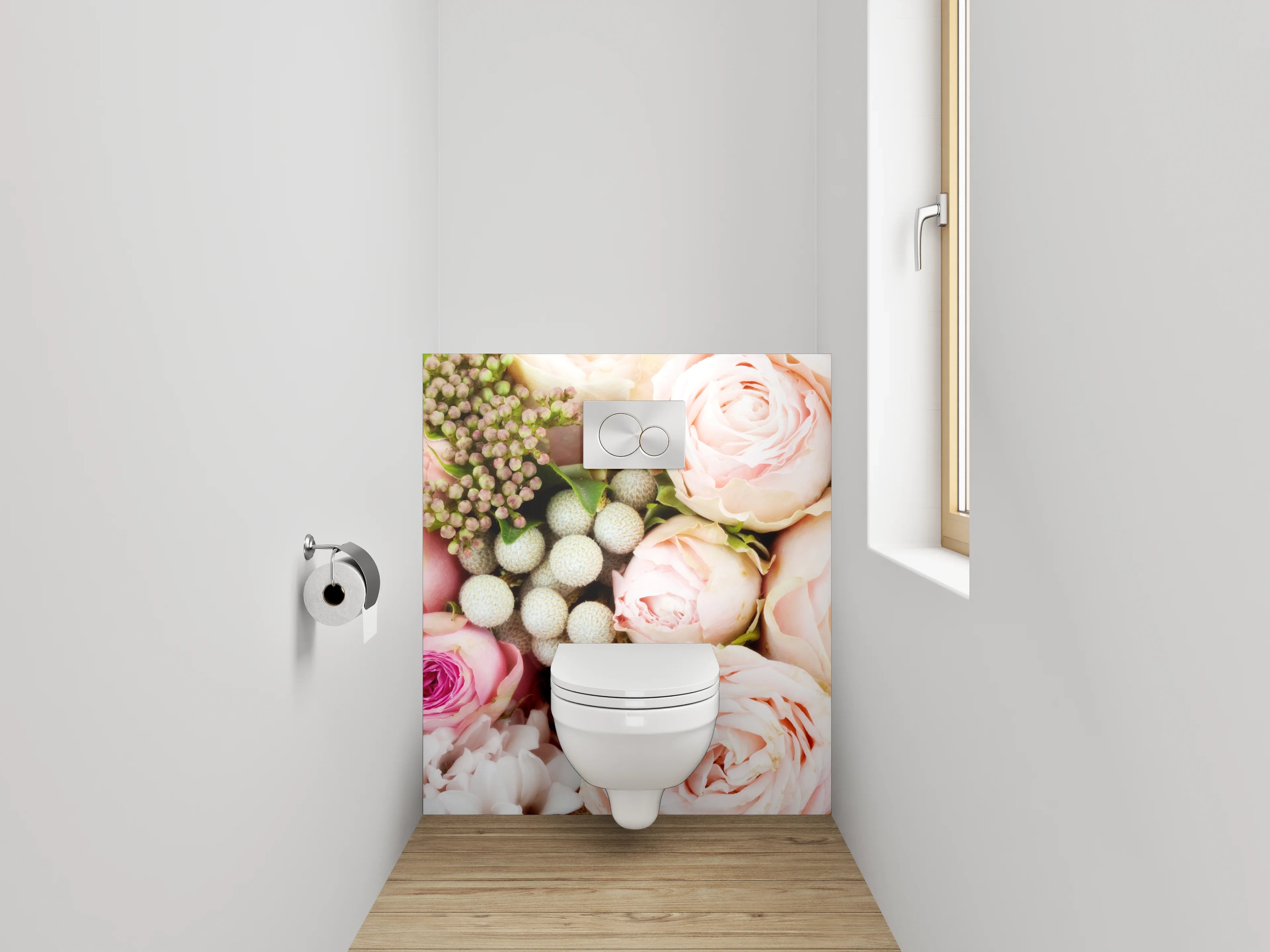 WC-Rückwand - Zarte Rosen Blütenbouquet Pastell