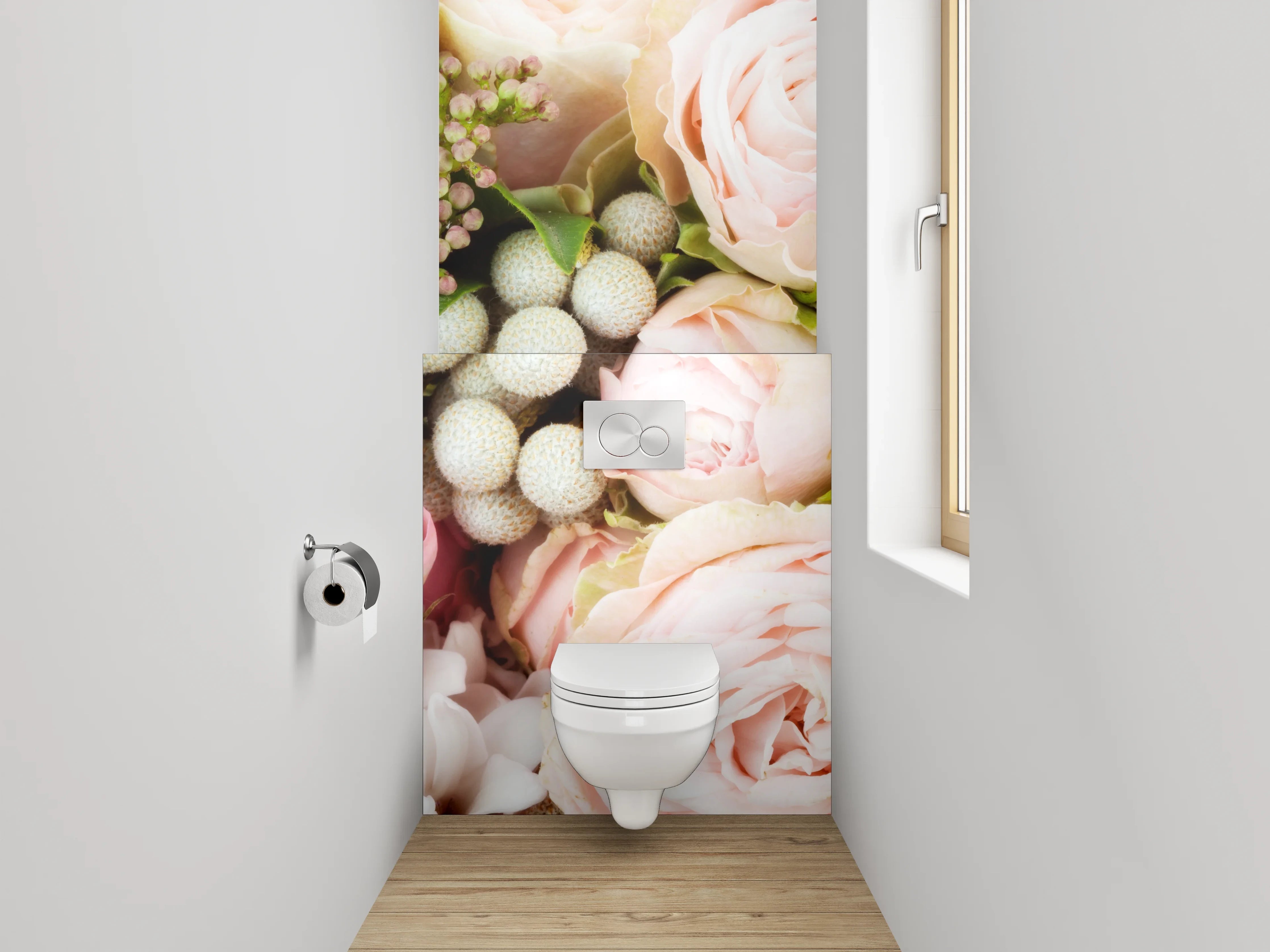 WC-Rückwand - Zarte Rosen Blütenbouquet Pastell
