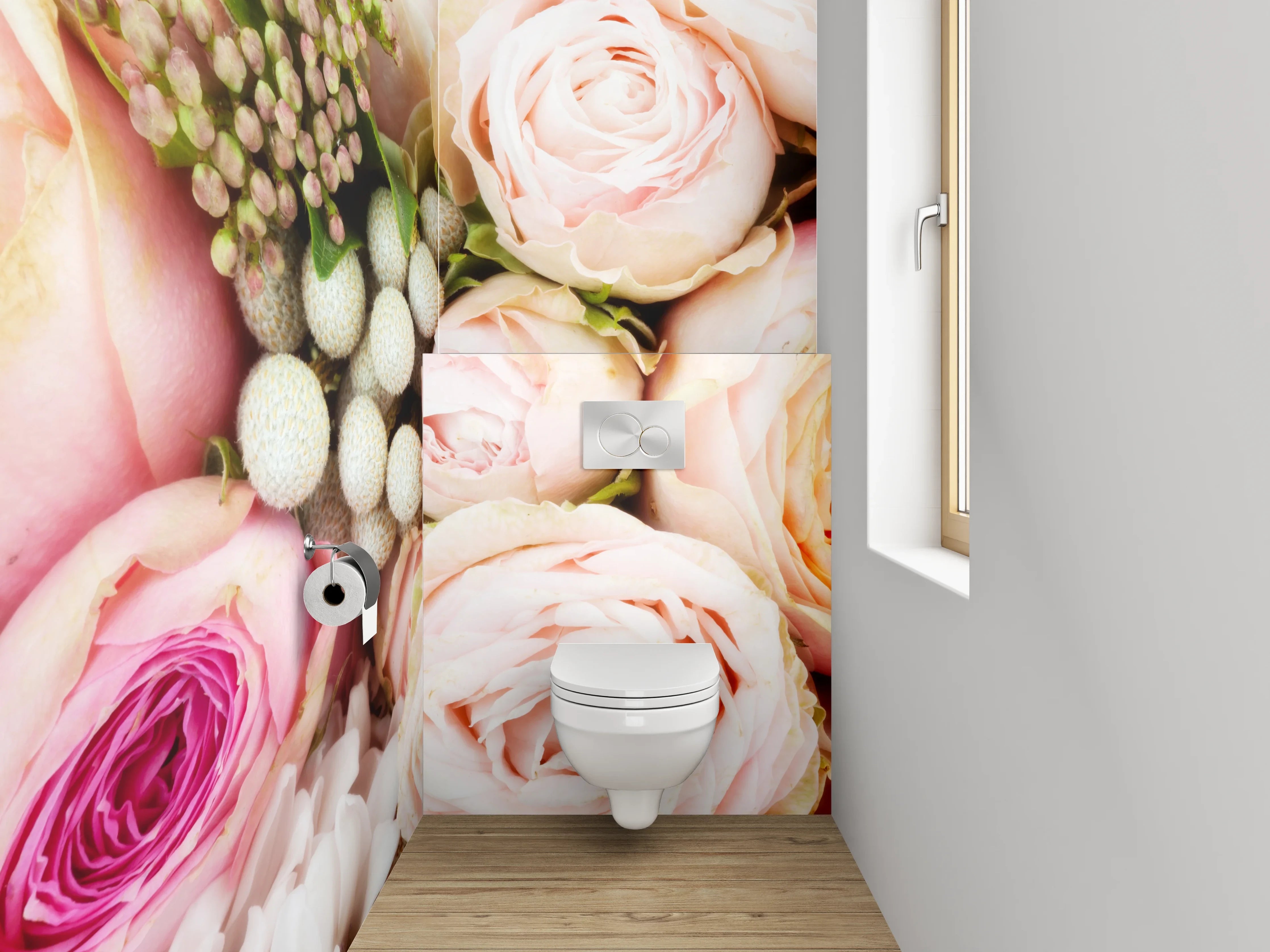WC-Rückwand - Zarte Rosen Blütenbouquet Pastell