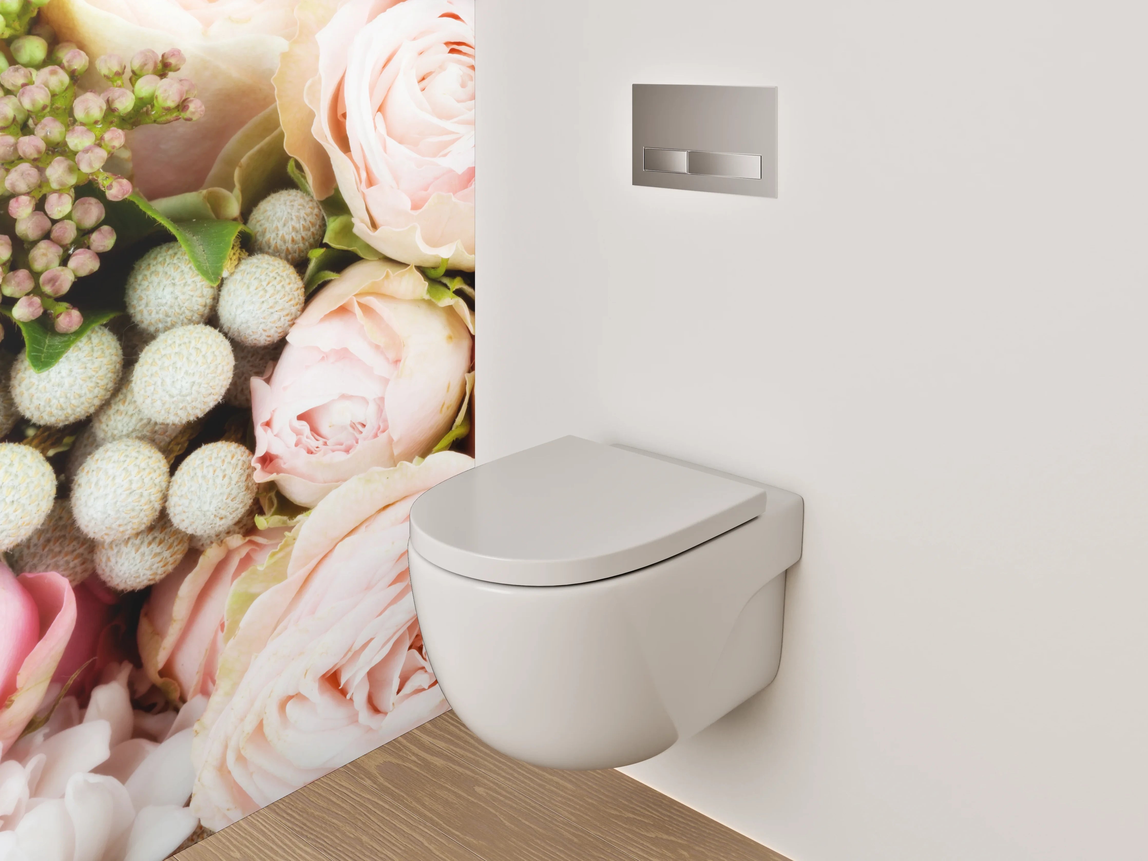 WC-Rückwand - Zarte Rosen Blütenbouquet Pastell