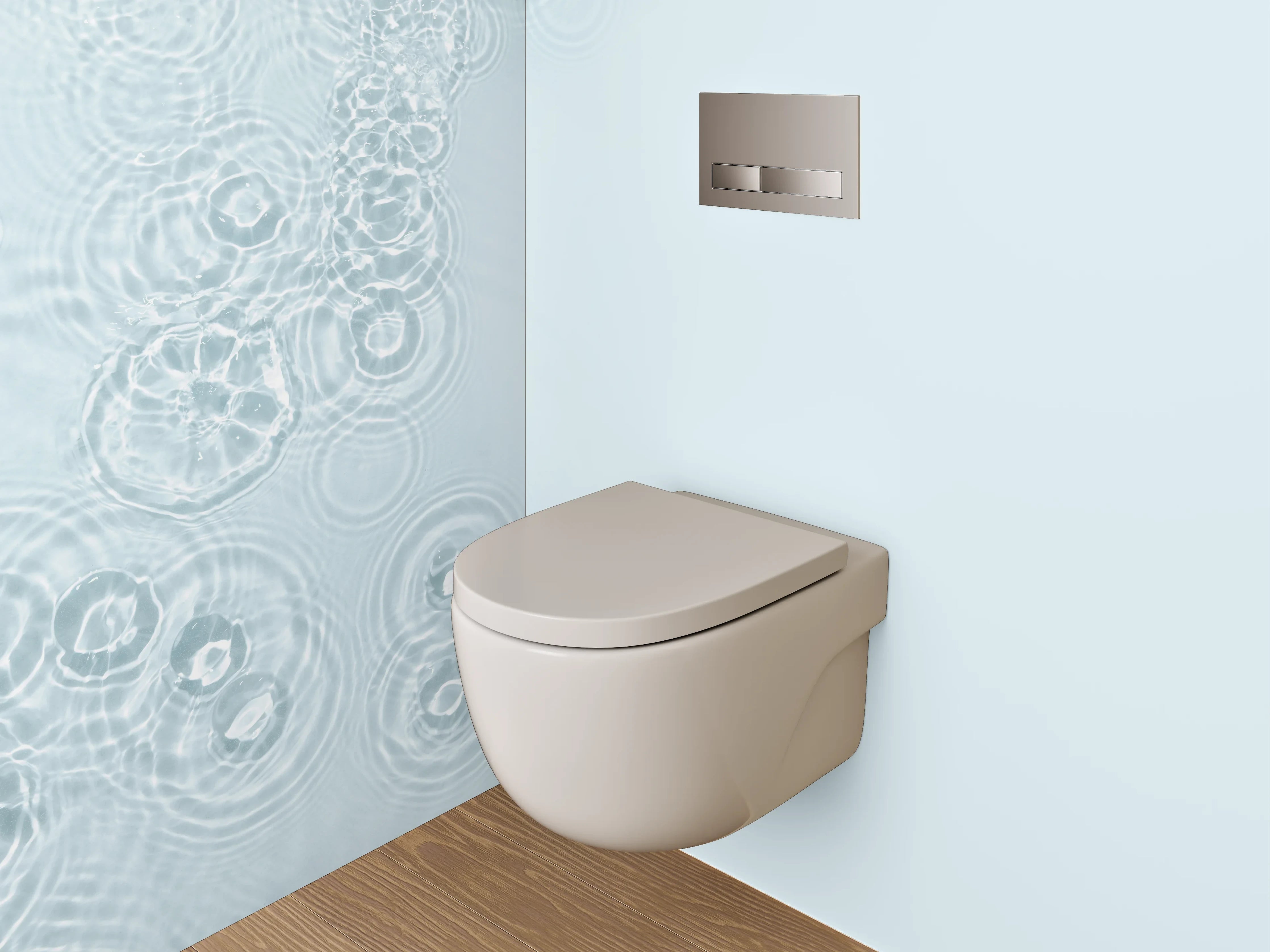 WC-Rückwand - Zarte Wasserwellen auf Weiß-Grau