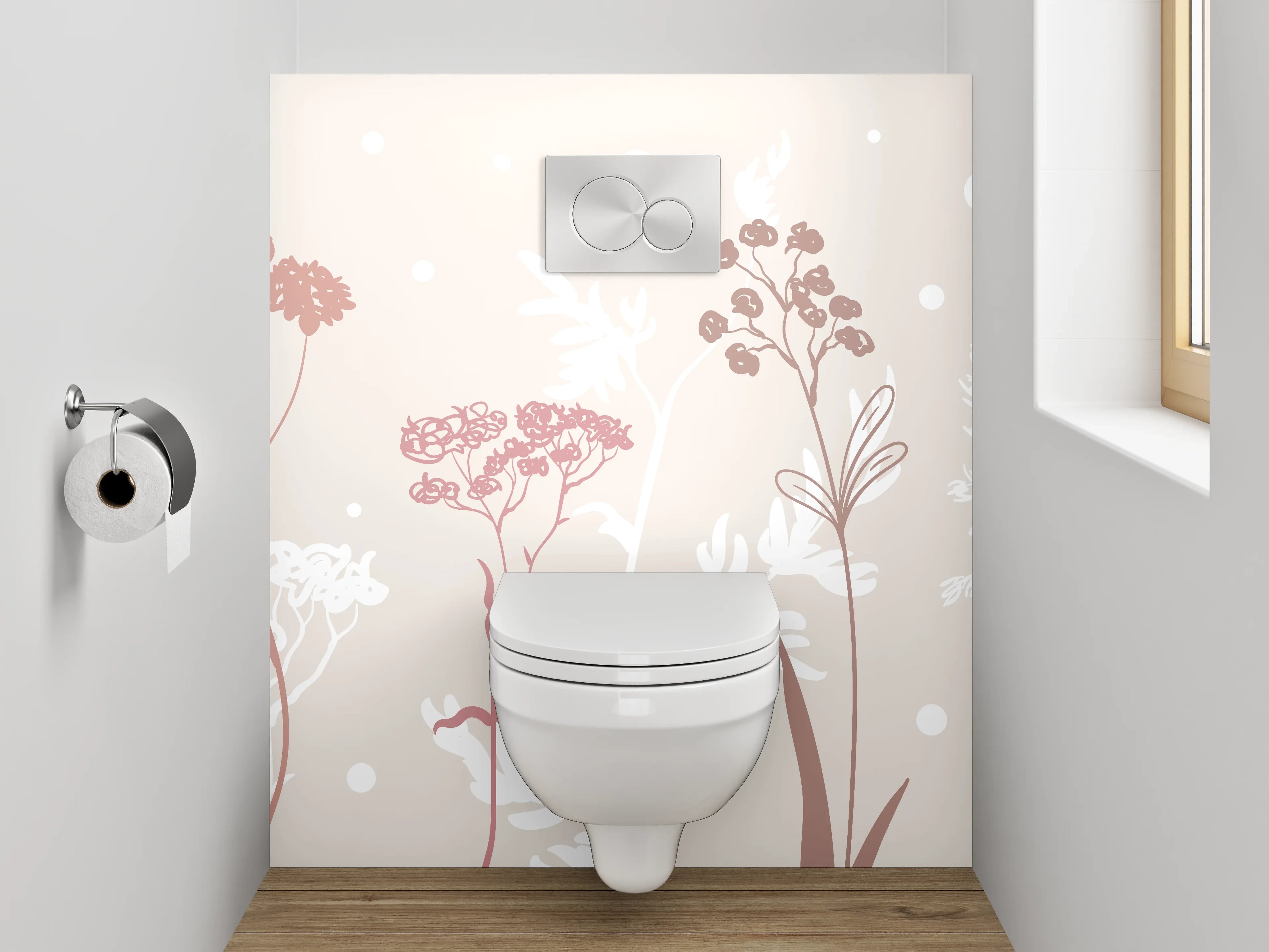 WC-Rückwand - Zarte Wiesenblumen Silhouette Illustration