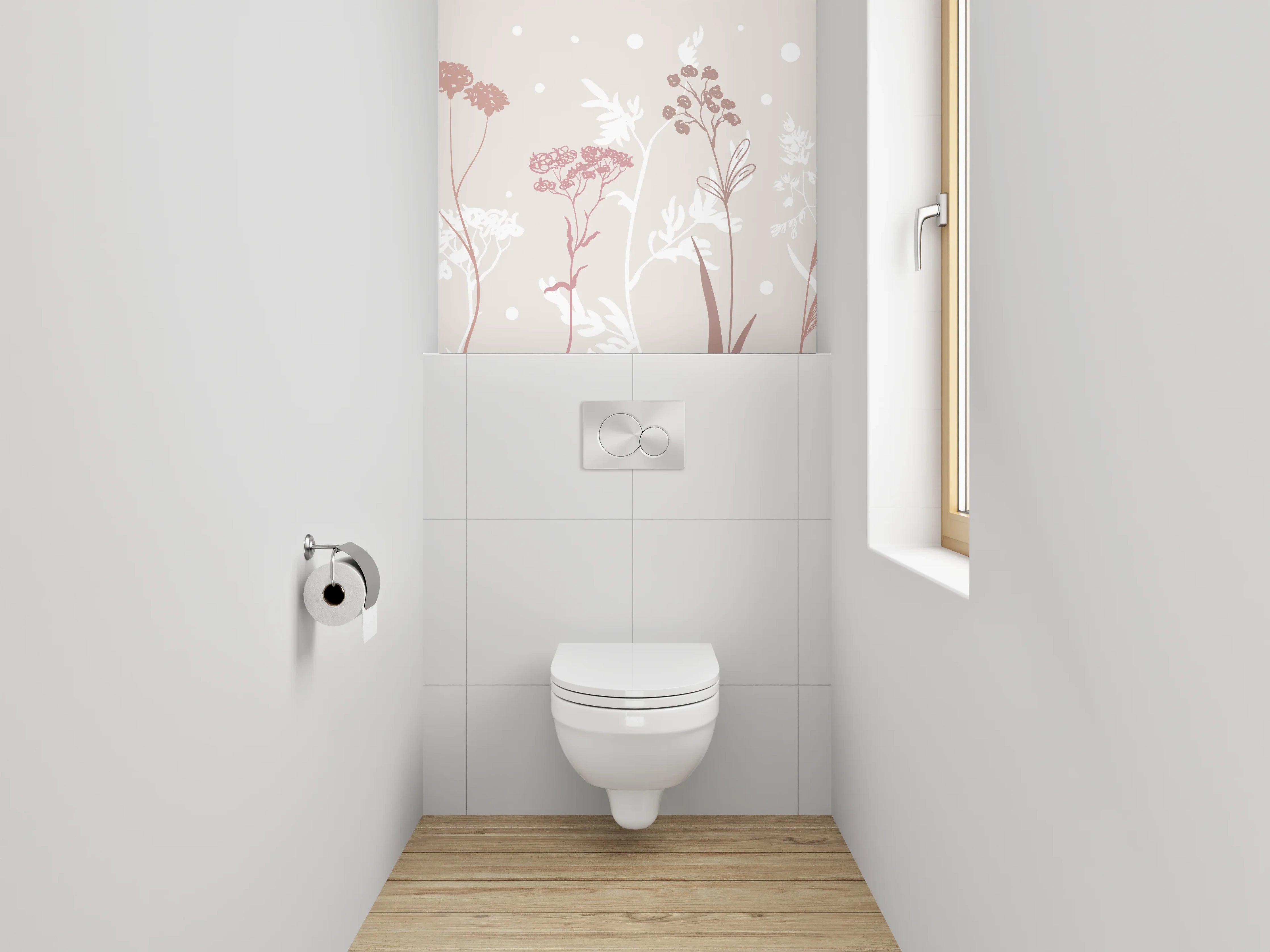 WC-Rückwand - Zarte Wiesenblumen Silhouette Illustration