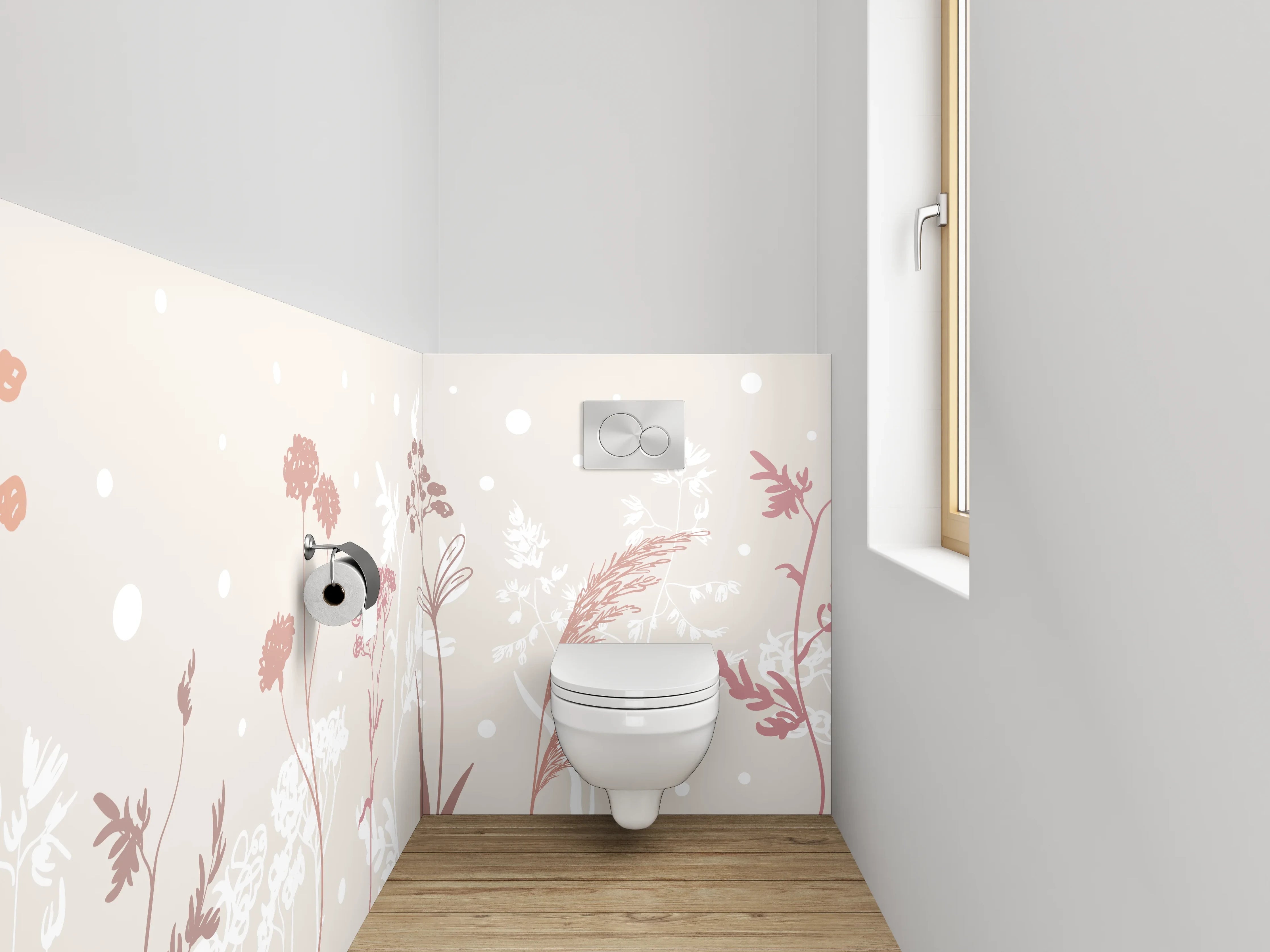 WC-Rückwand - Zarte Wiesenblumen Silhouette Illustration