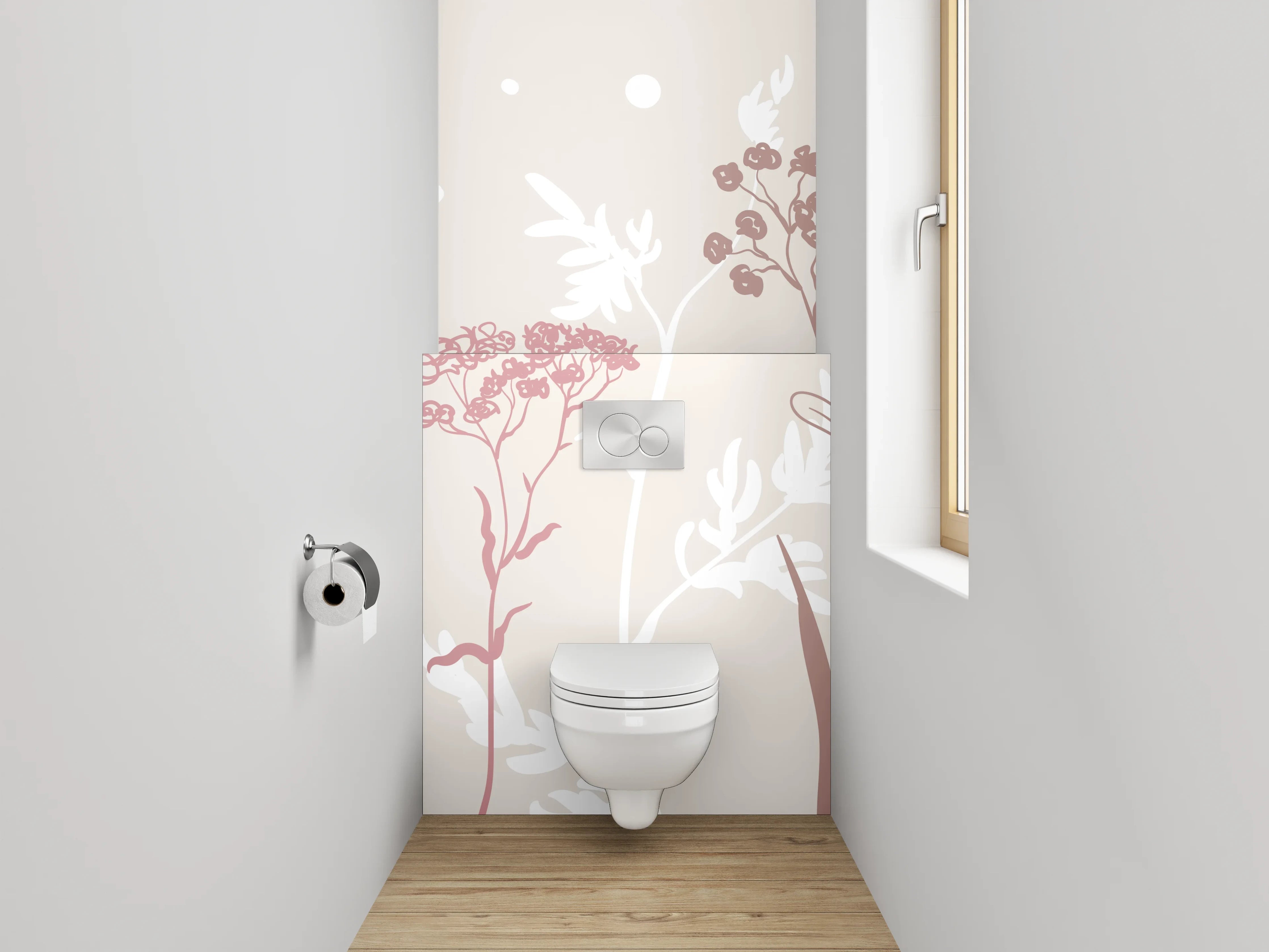 WC-Rückwand - Zarte Wiesenblumen Silhouette Illustration