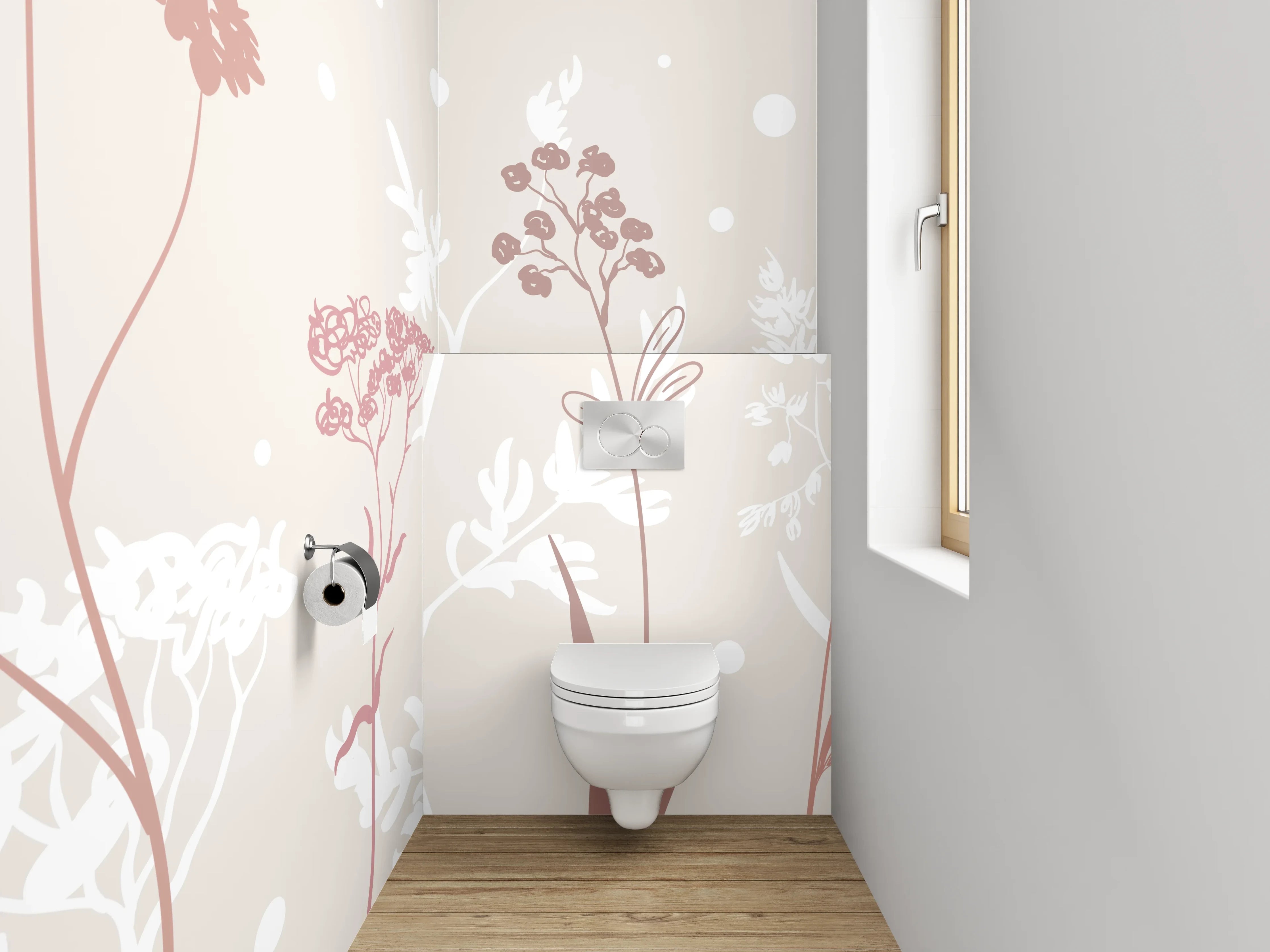 WC-Rückwand - Zarte Wiesenblumen Silhouette Illustration