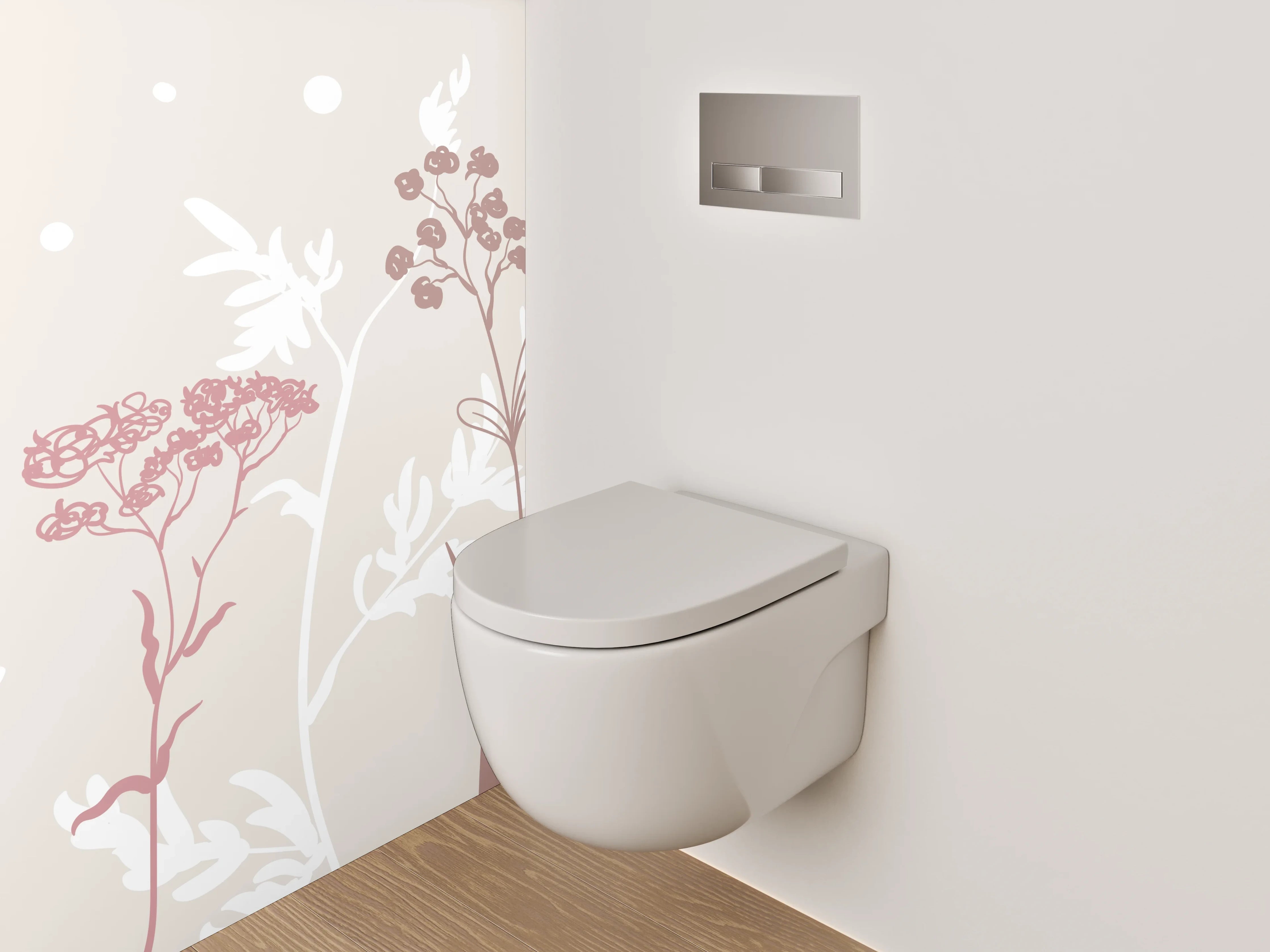 WC-Rückwand - Zarte Wiesenblumen Silhouette Illustration