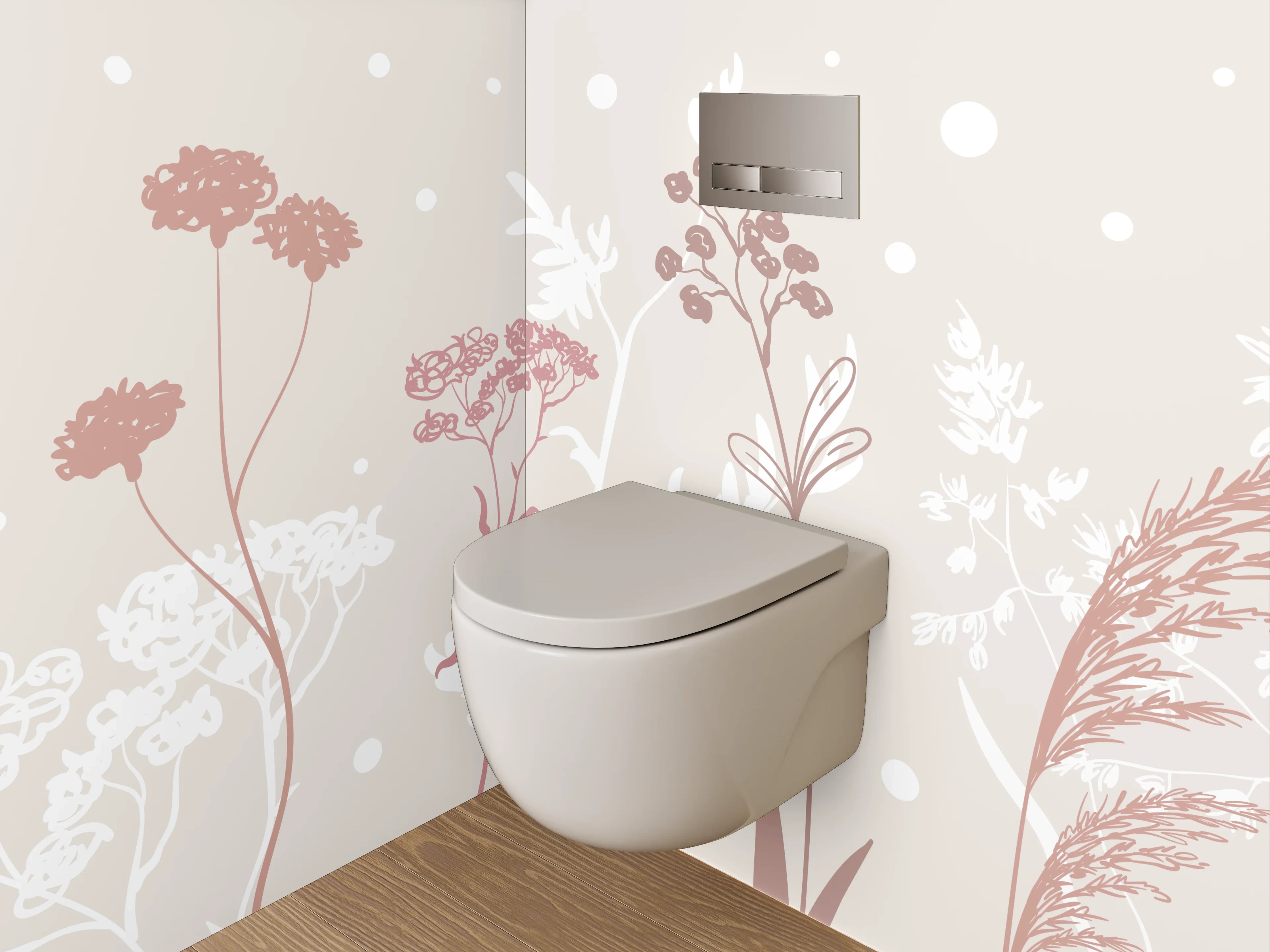 WC-Rückwand - Zarte Wiesenblumen Silhouette Illustration