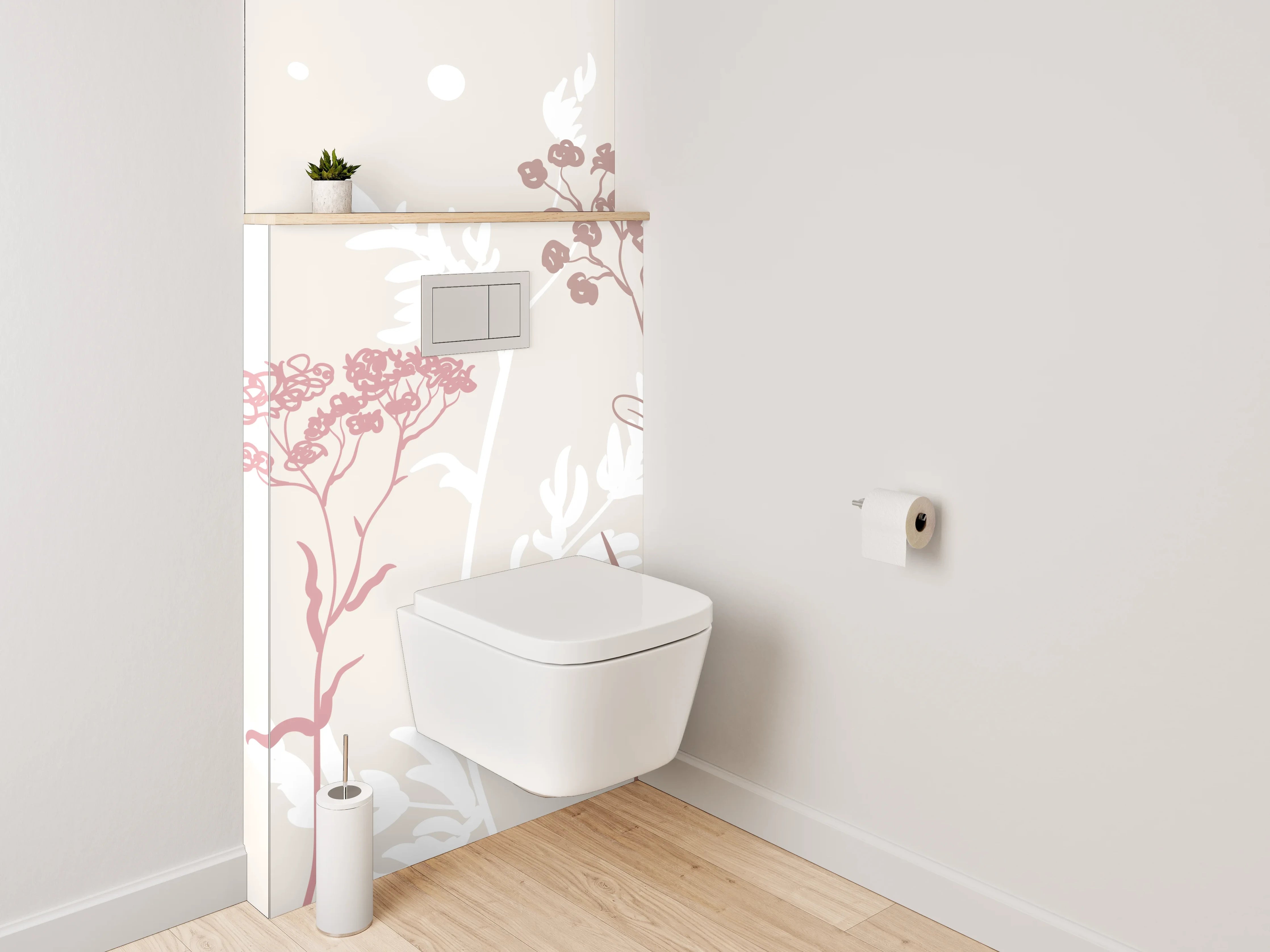 WC-Rückwand - Zarte Wiesenblumen Silhouette Illustration