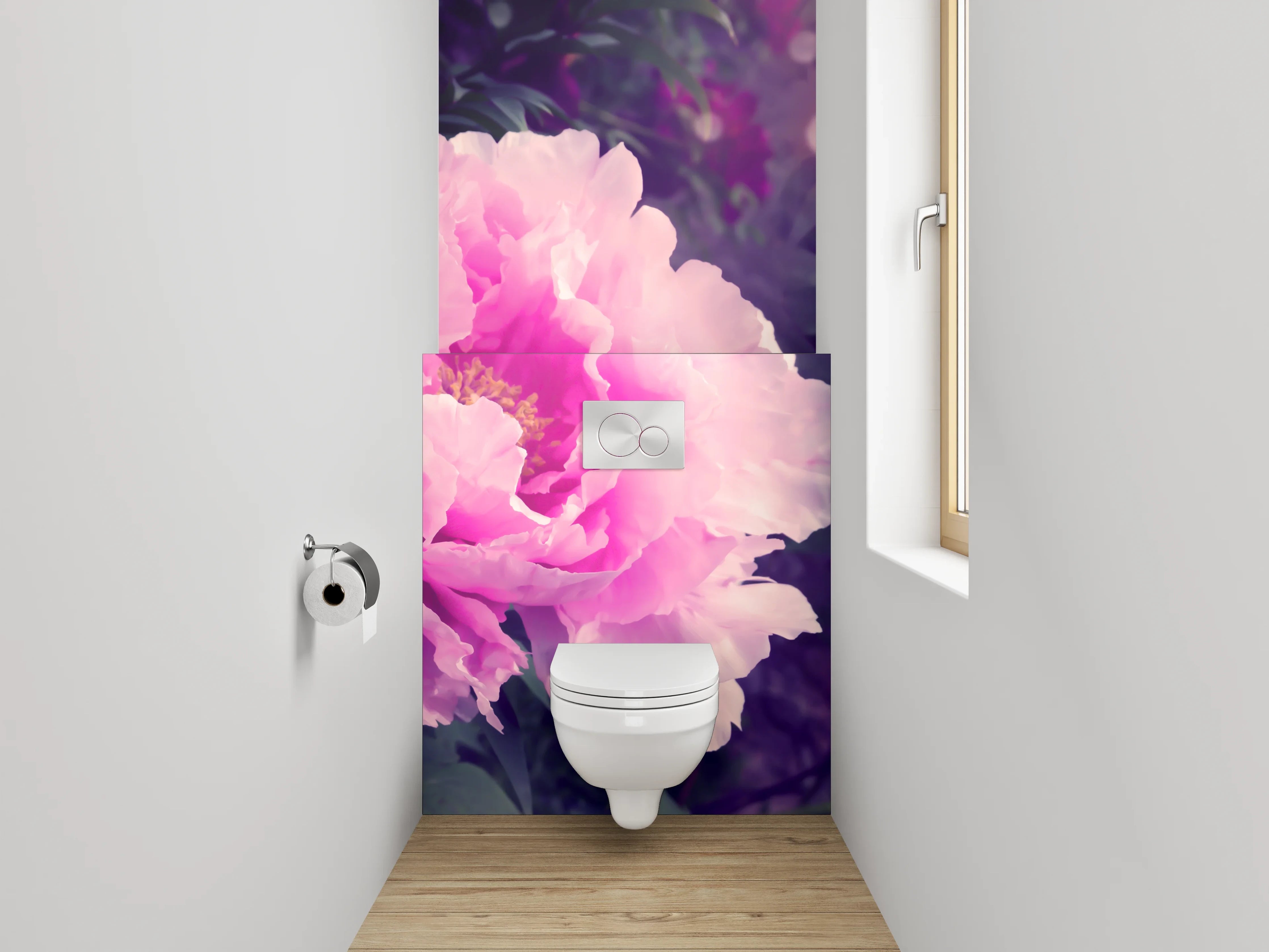 WC-Rückwand - Zarte pinke Pfingstrosen im Garten