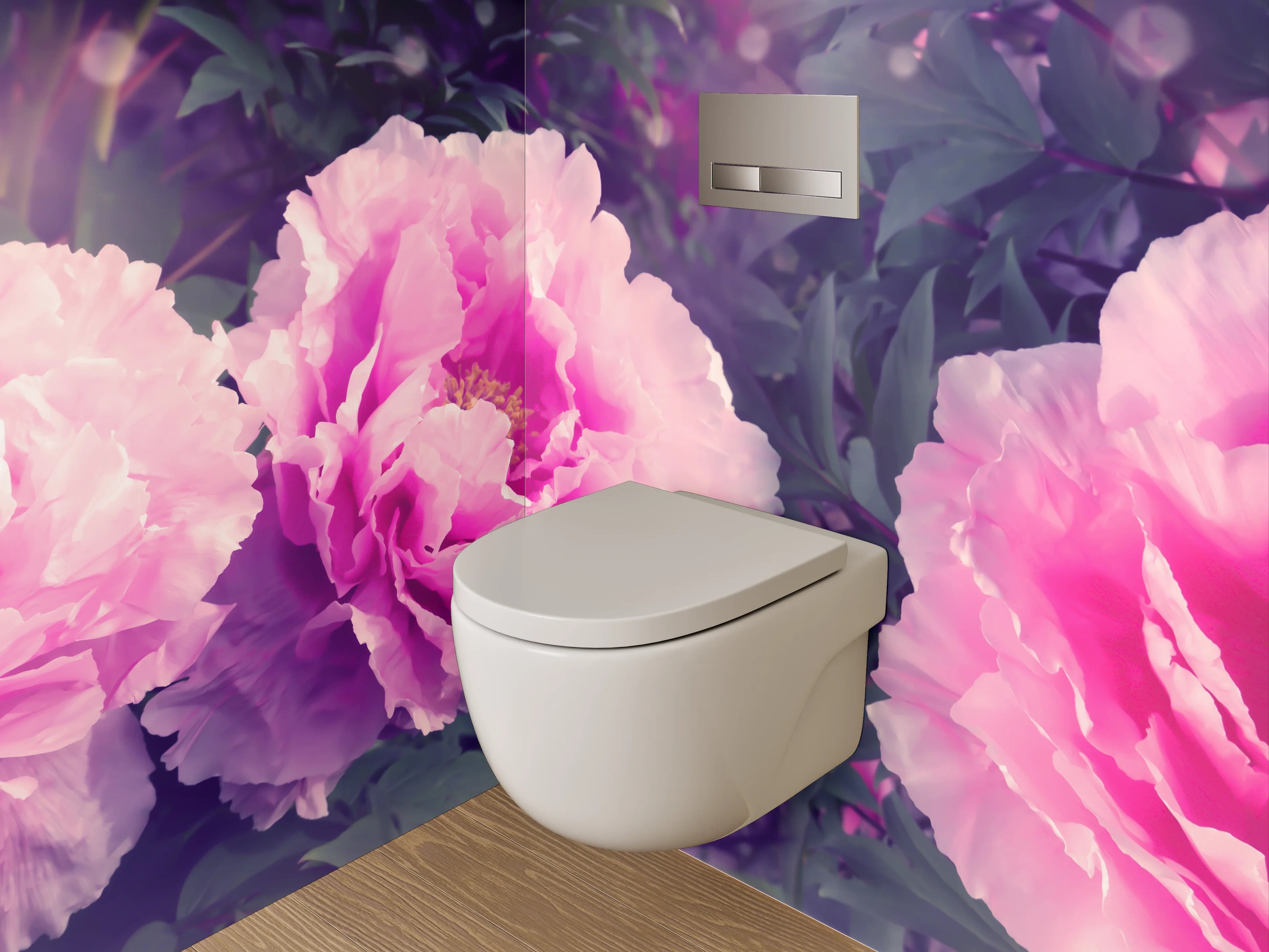 WC-Rückwand - Zarte pinke Pfingstrosen im Garten