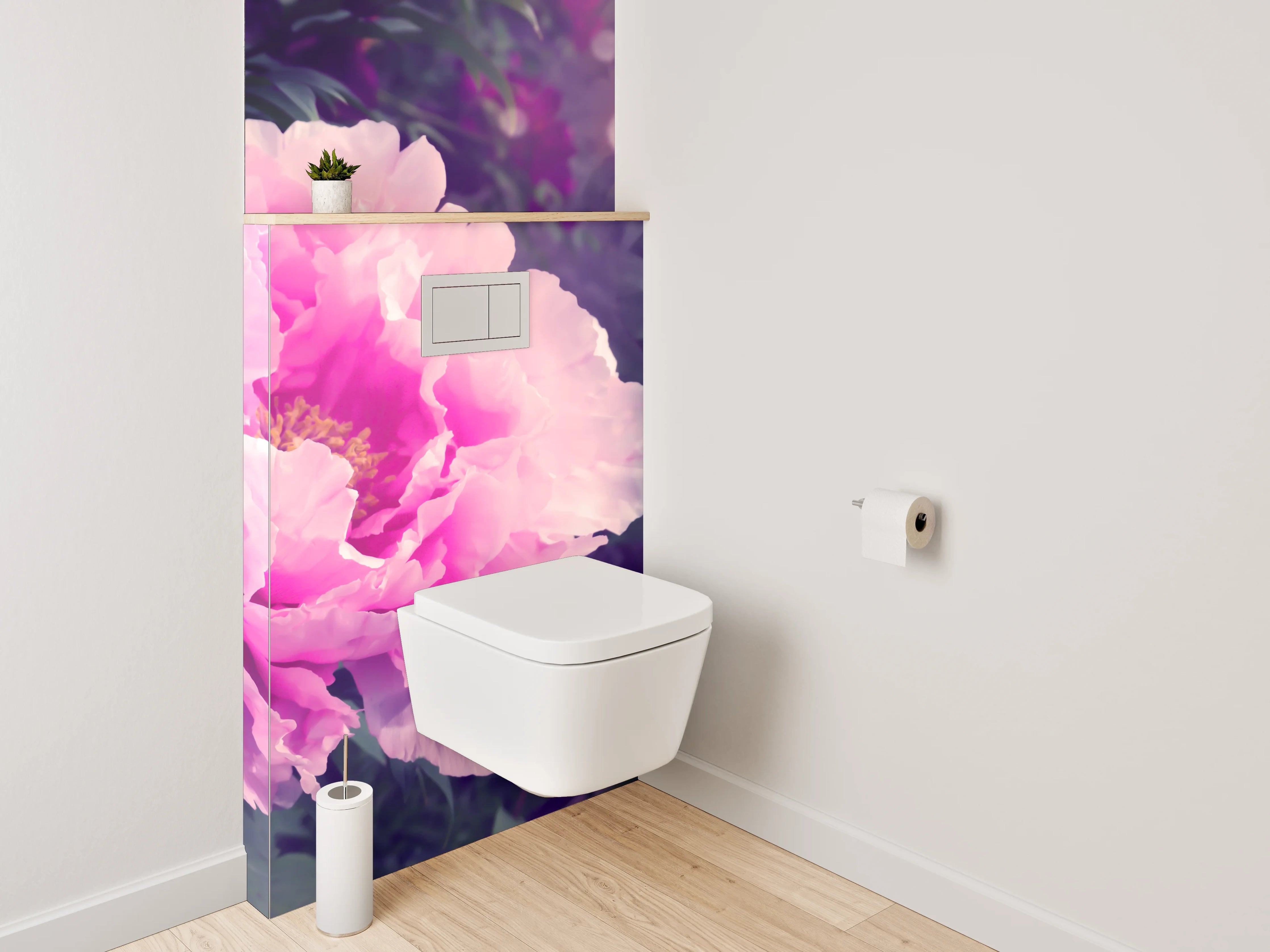 WC-Rückwand - Zarte pinke Pfingstrosen im Garten