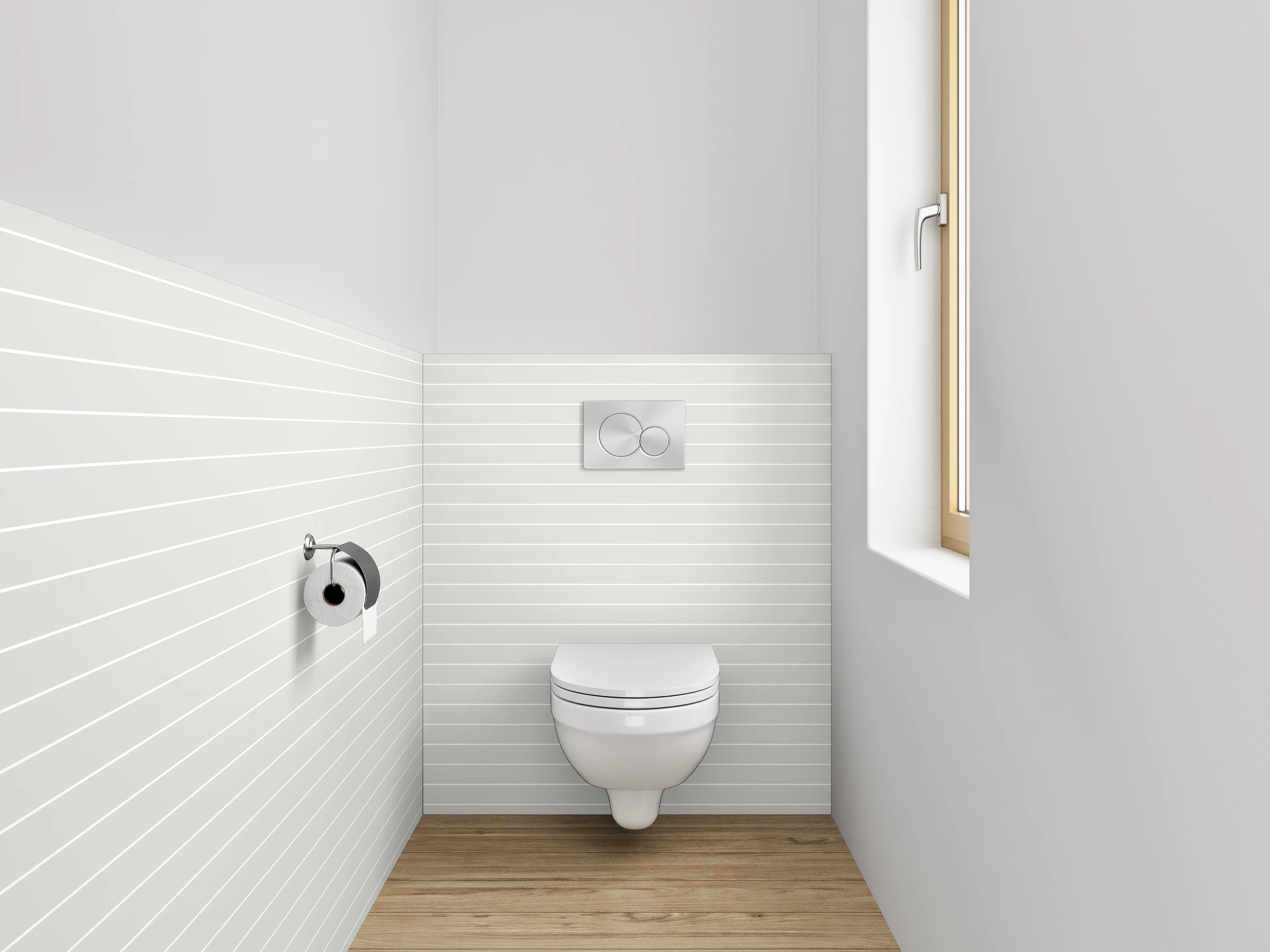 WC-Rückwand - Zarte weiße Linien auf Hellgrau